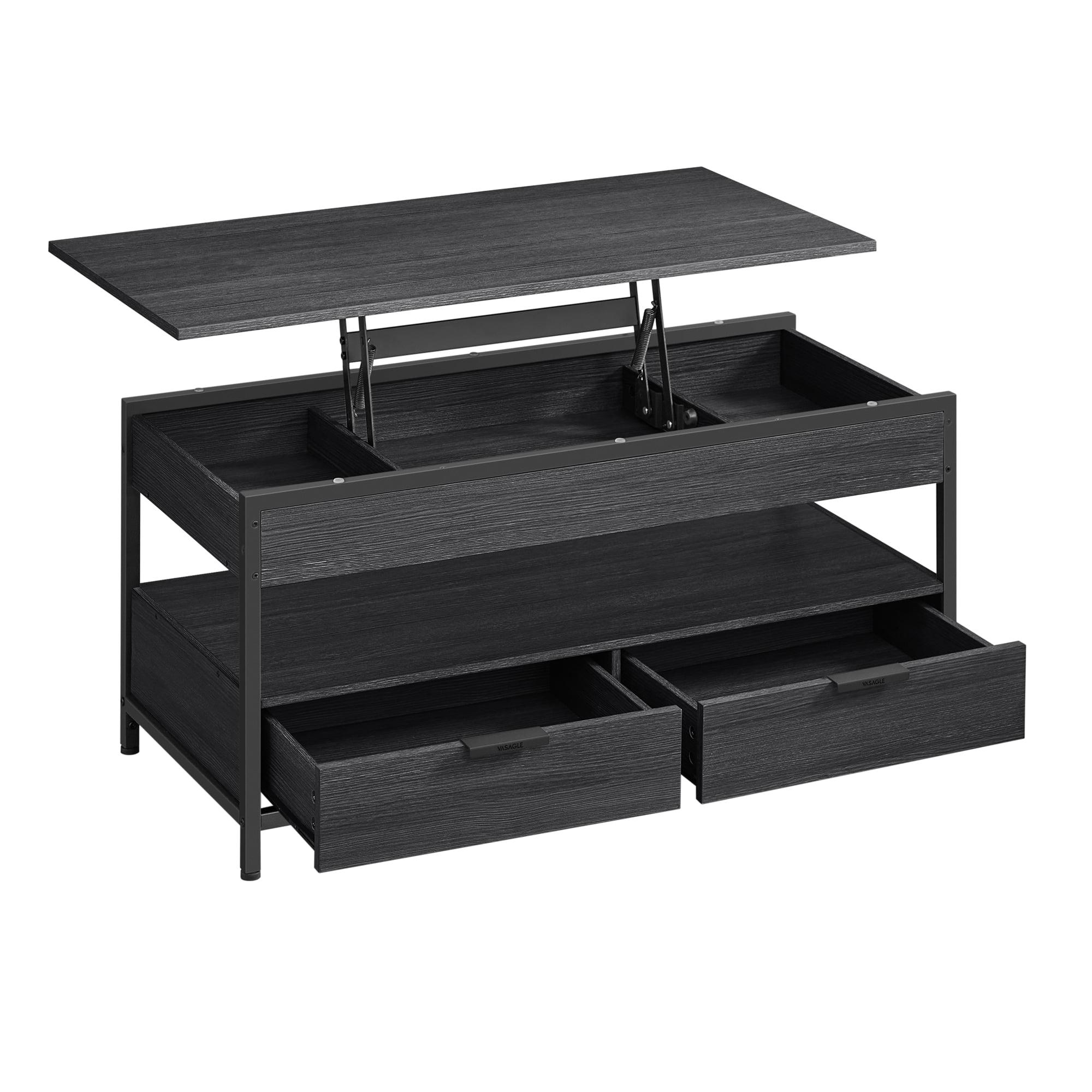 VASAGLE Lift Top Coffee Table for Living Room Table with Storage Drawers Hidden Compartments and Open Shelf