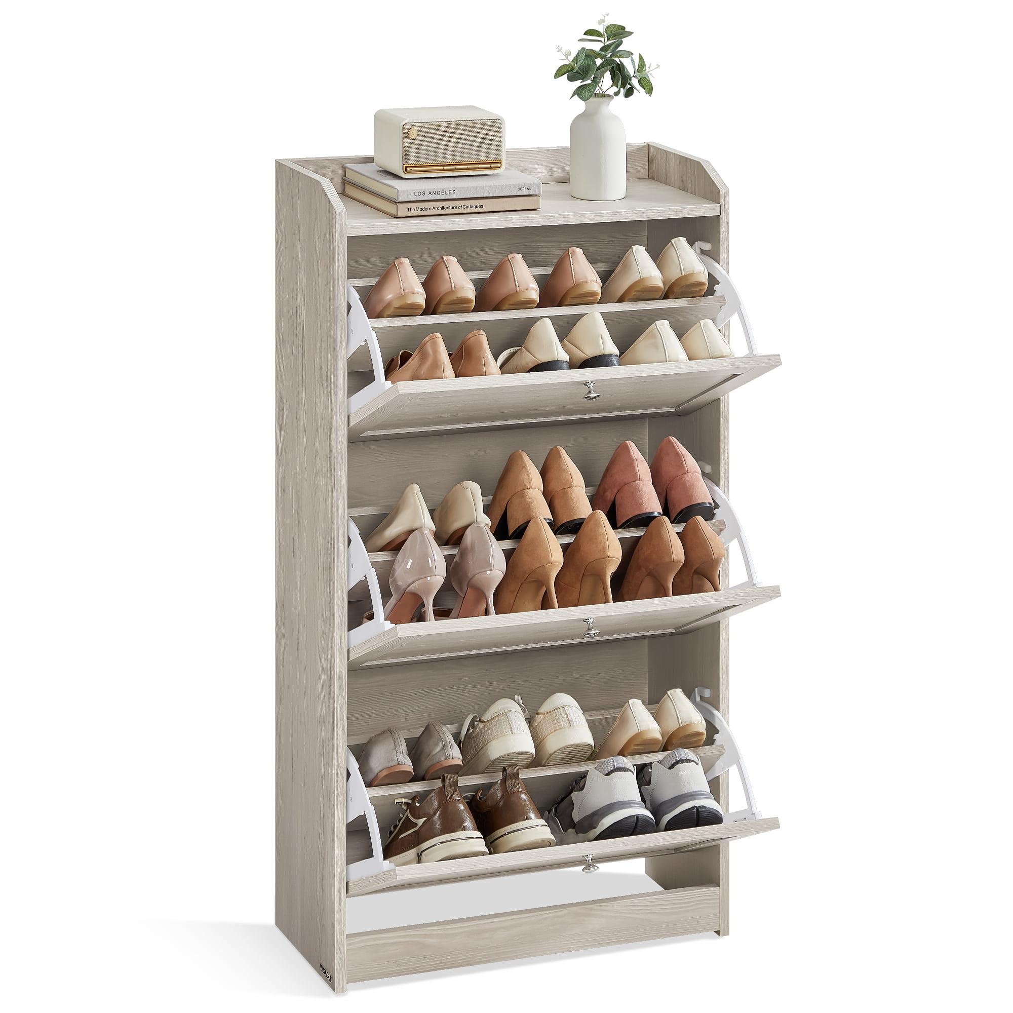 VASAGLE Shoe Cabinet with 3 Flip Drawers, Shoe Storage Cabinet, Adjustable and Removable Dividers,, 9.4 x 23.6 x 42.5 Inches