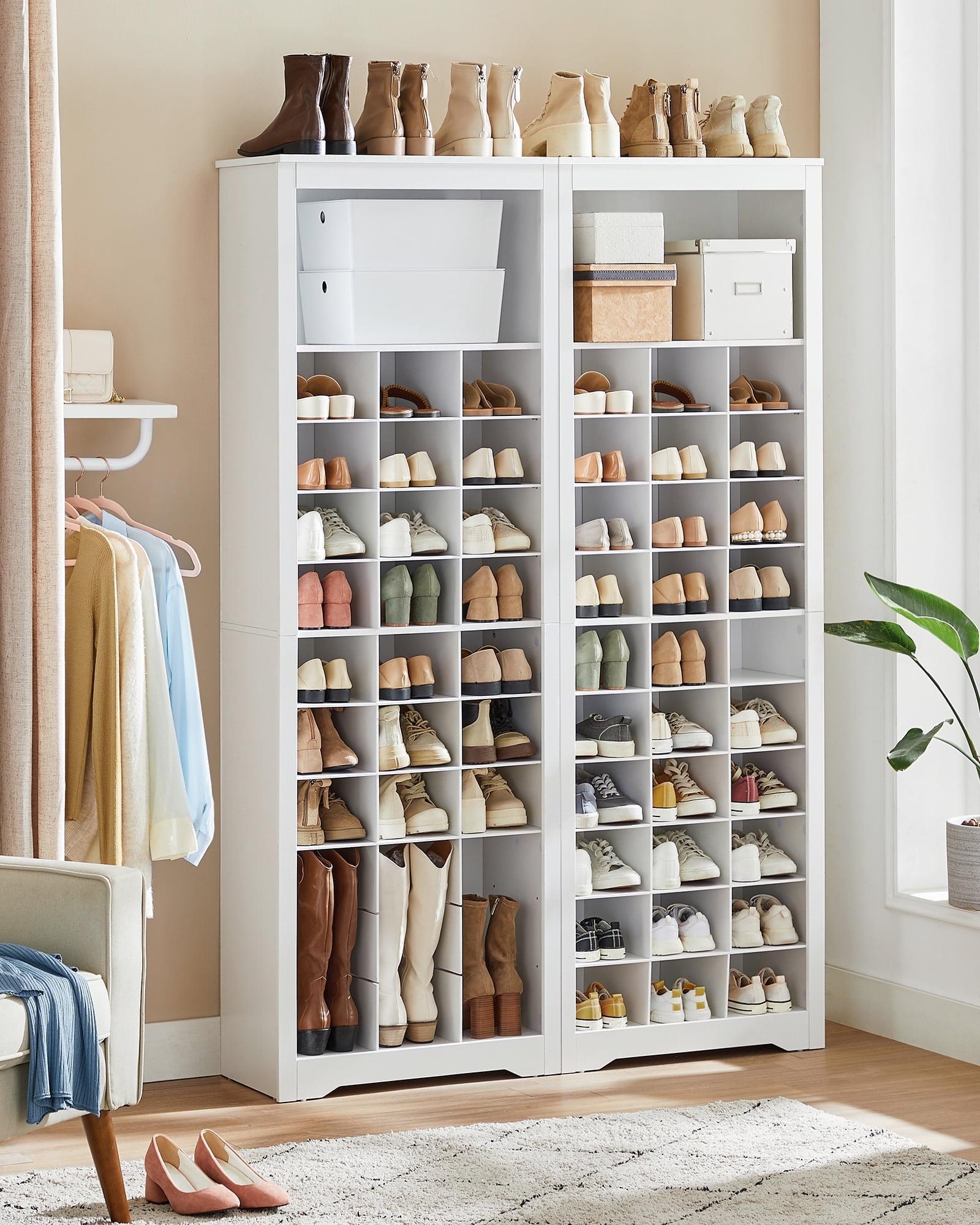 VASAGLE Shoe Storage Cabinet 10 Tier Elegant Shoe Rack Organizer Holds Up to 30 Pairs of Shoes for Entryway Bedroom 12.6 x 24.8 x 73.6 Inches White