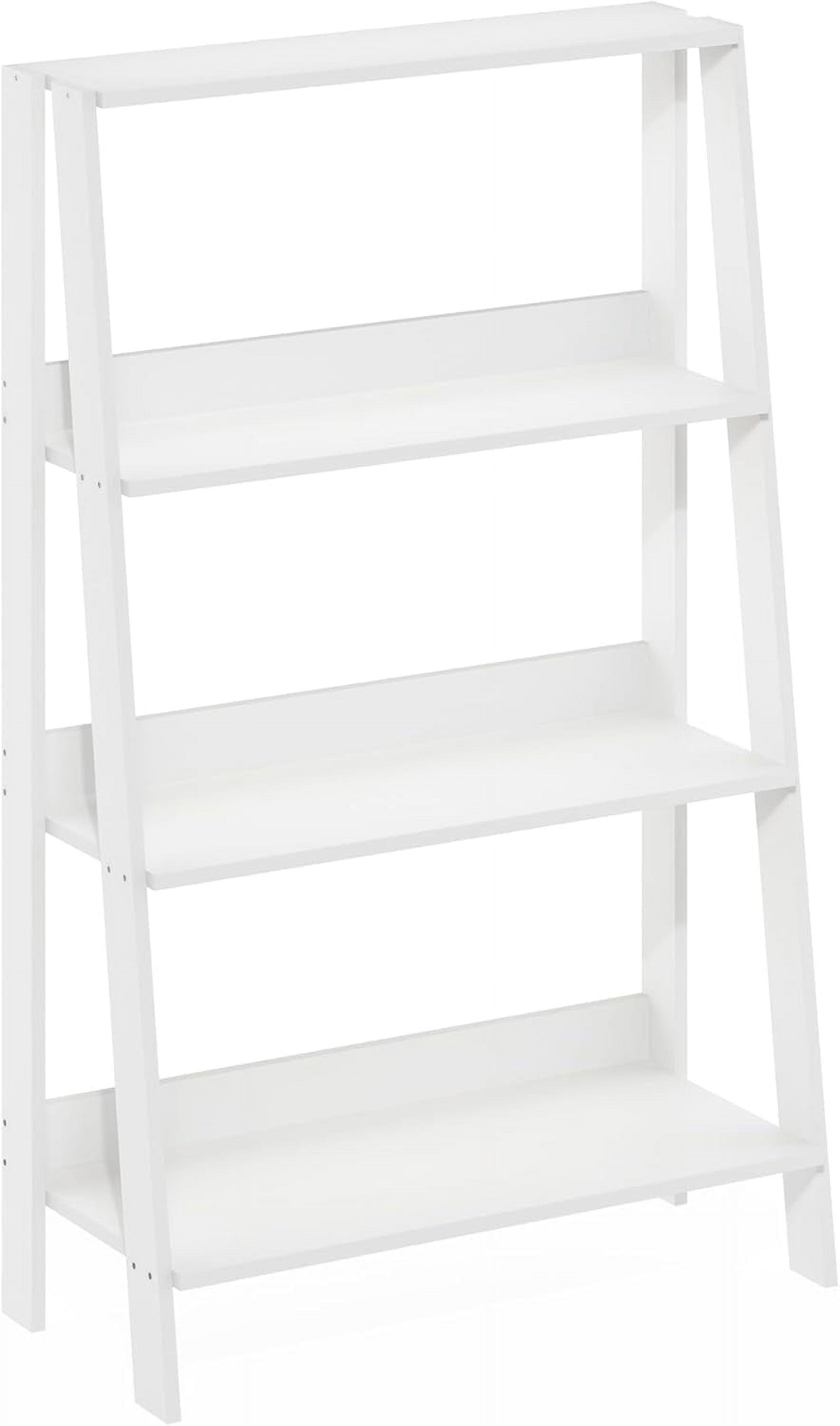 Furinno Ladder Bookcase Display Shelf, 4-Tier, White