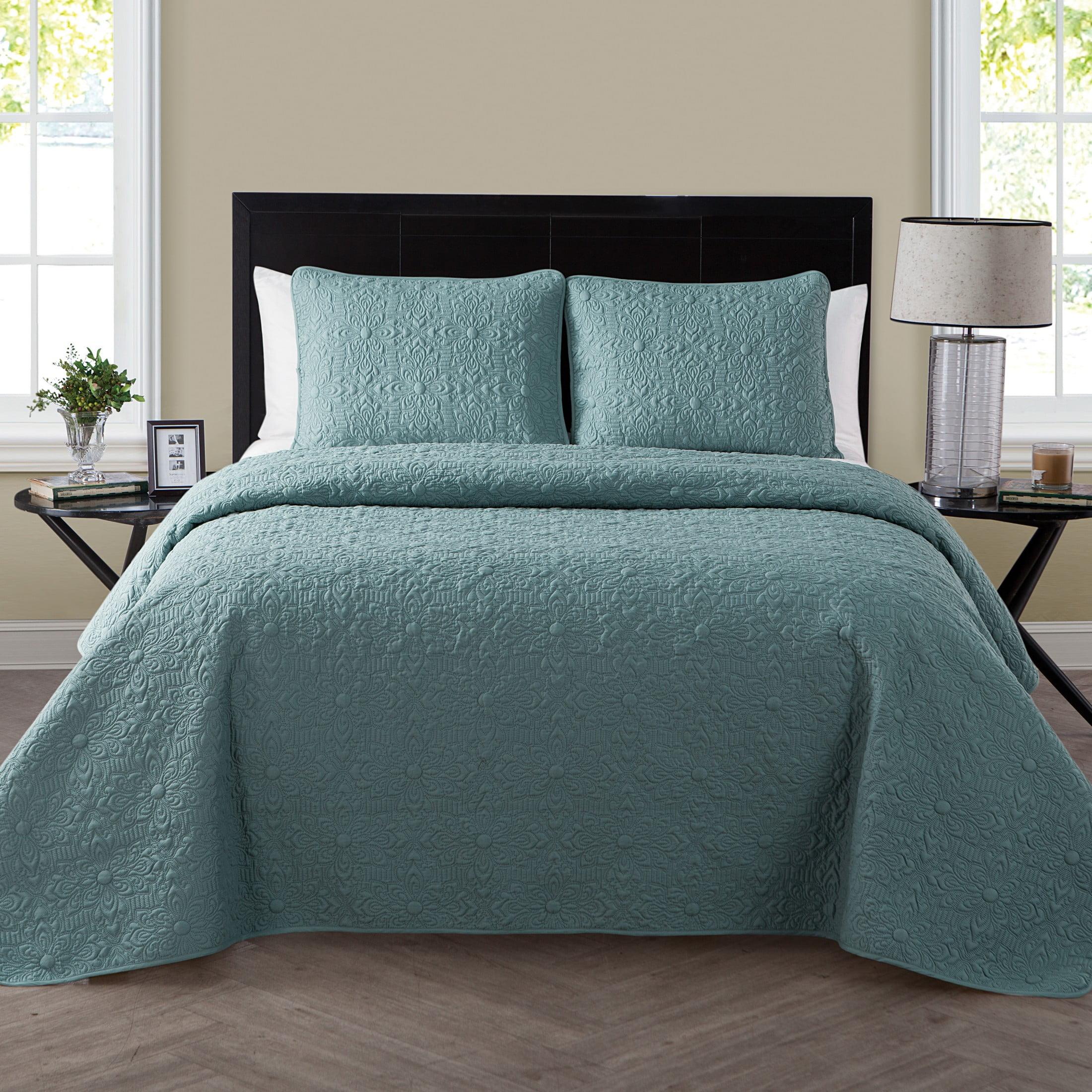 Caroline Embossed Floral Quilt Set