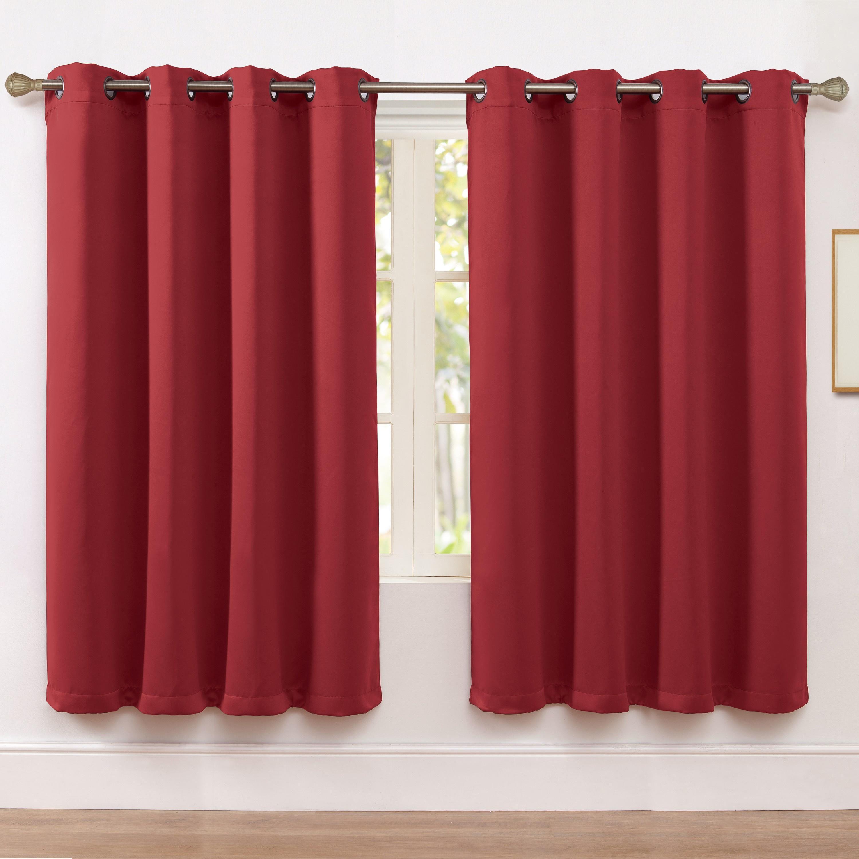 Red Polyester Blackout Grommet Curtain Panel, 52" x 63"