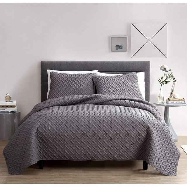 Nina Embossed Basketweave Quilt Set
