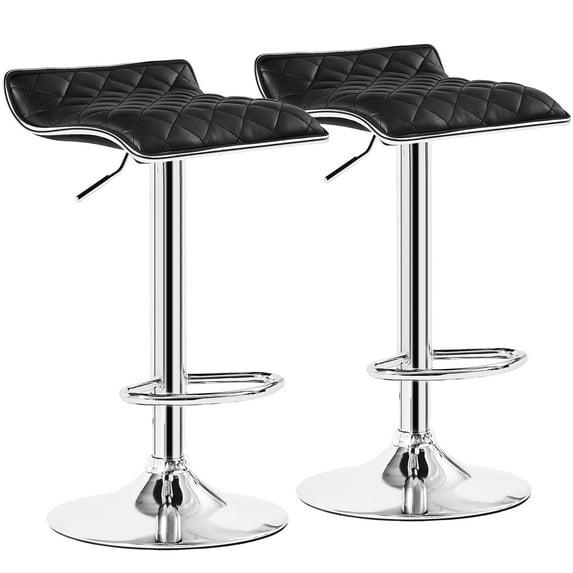 VECELO Adjustable Swivel Bar Stools, Set of 2 Modern Counter Height Bar Chair with Footrest, Black