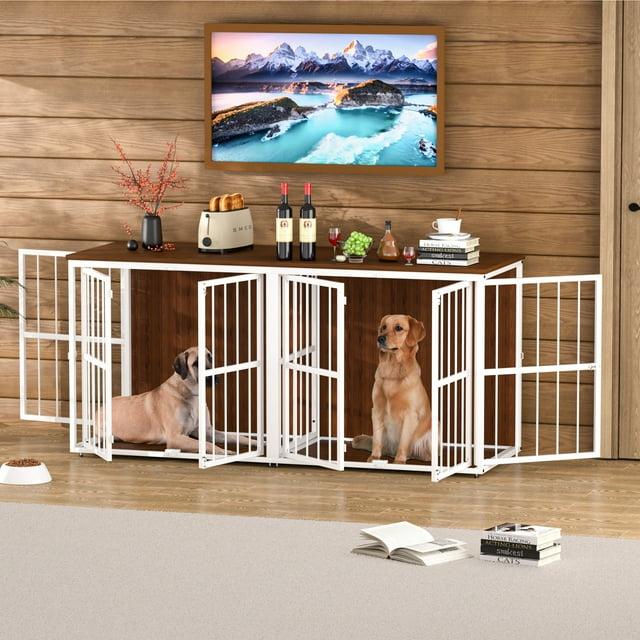 Tucker Murphy Pet™ Large Dog Crate Furniture for 2 Dogs, 71.6'' Steel Frame Dog Crate with Double Doors, Heavy Sturdy Dog Kennel