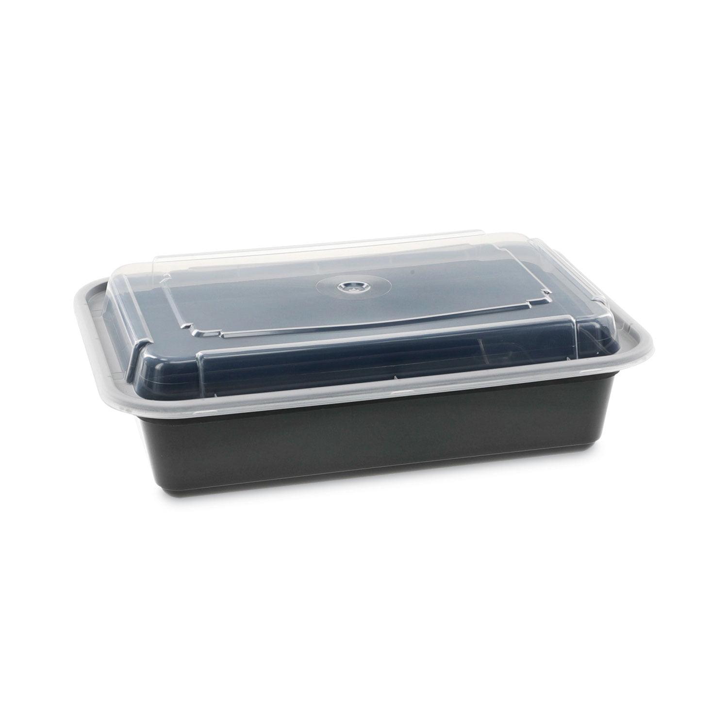 Black and Clear 38 oz Stackable Plastic Food Containers