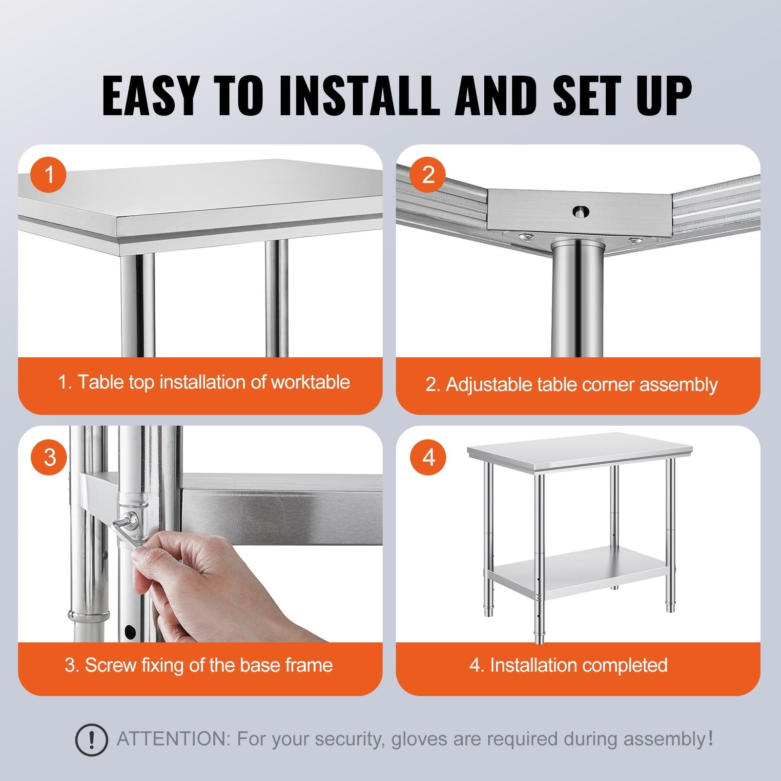VEVOR VEVOR Stainless Steel 24'' W x 31.5'' H Adjustable Work Table