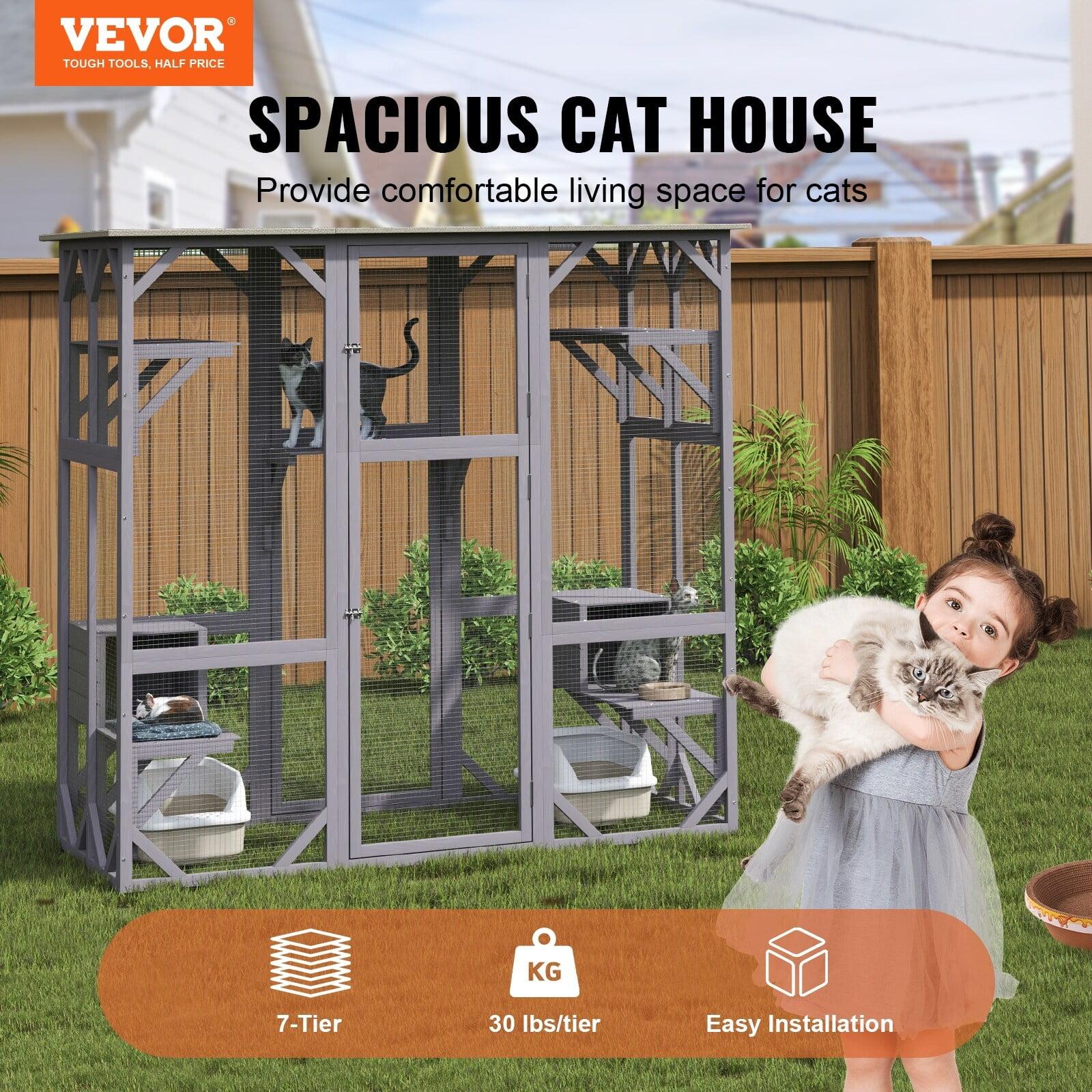 VEVOR 7-Tier Grey Fir Wood and Metal Catio