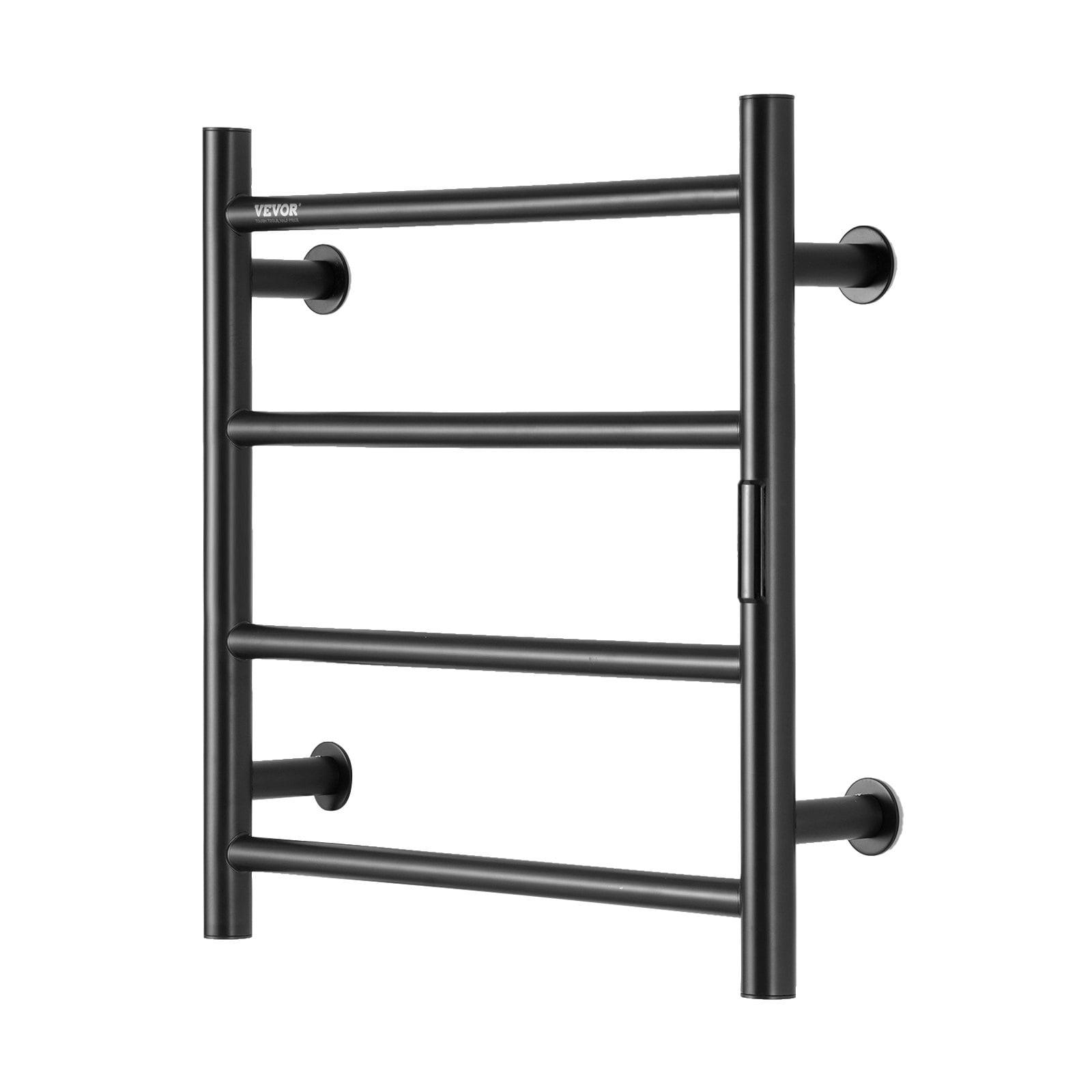 VEVOR 4-Bar Heated Towel Warmer Rack, Wall-Mounted, Black Finish, Bathroom Towel Dryer