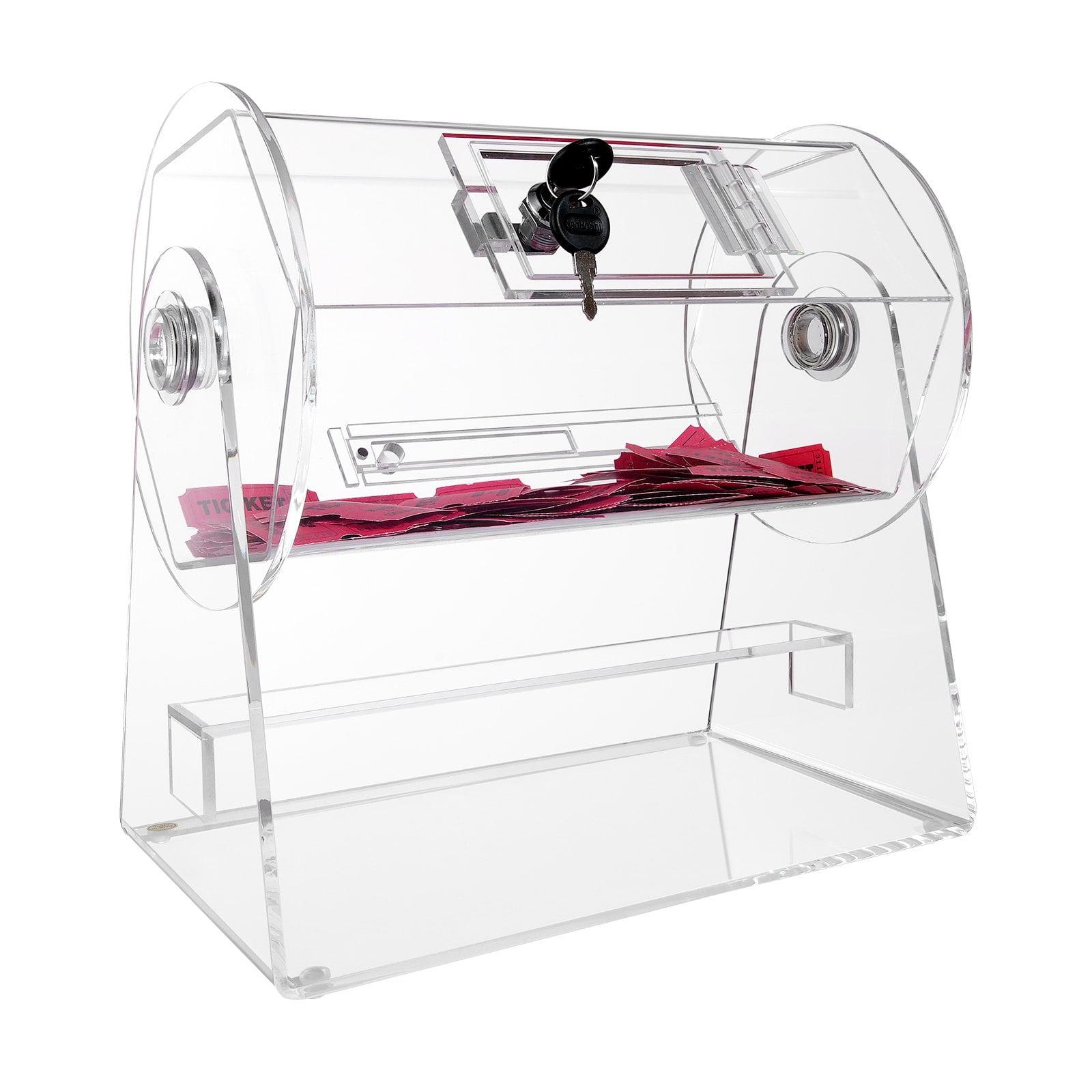 VEVOR Acrylic Raffle Drum, Professional Raffle Ticket Spinning Cage with 2 Keys, Transparent Lottery Spinning Drawing, Holds 2500 Tickets