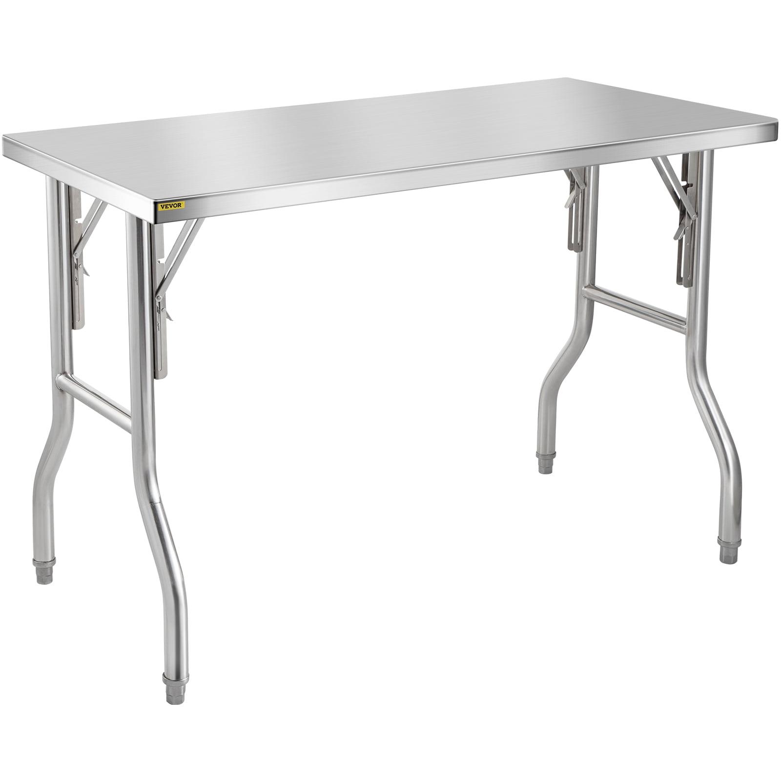 VEVOR Stainless Steel 48'' L x 24'' W x 33.5'' H Adjustable Work Table