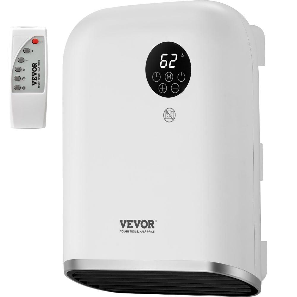 White Wall-Mounted Electric Heater with Thermostat and Remote