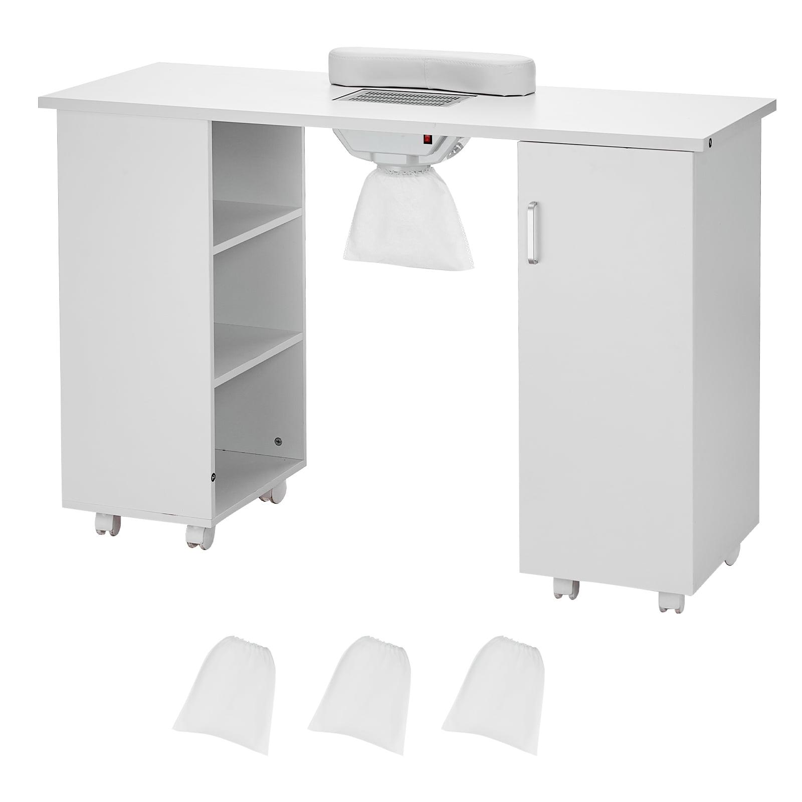 Hokku Designs Manicure Table, Nail Table Station with Electric Dust Collector, Moveable Nail Tech Desk
