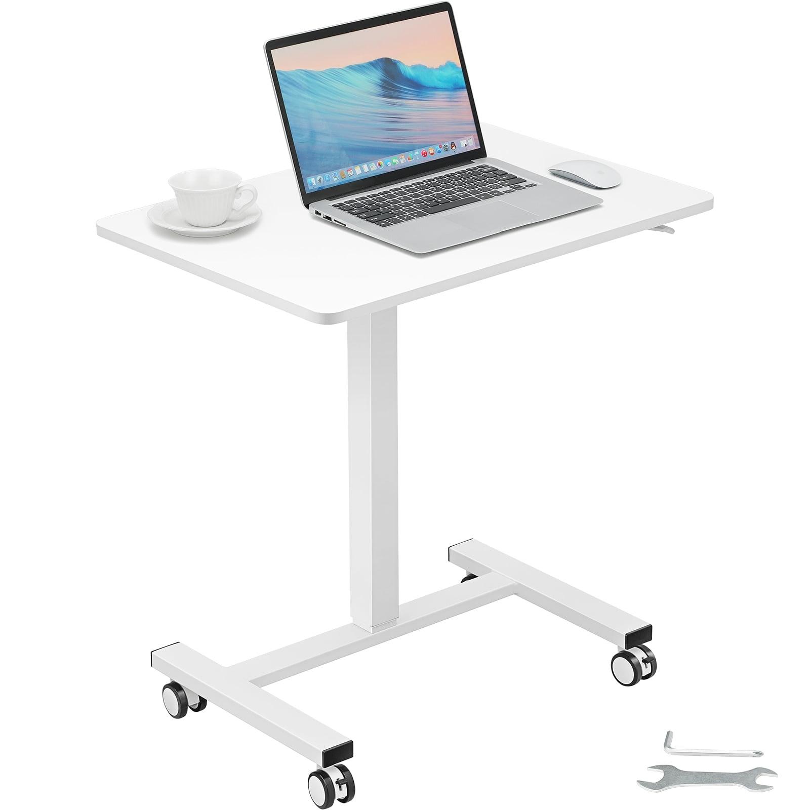 VEVOR Mobile Standing Desk Gas-Spring Height Adjustable Sit-Stand Desk 360° Swivel Wheels(2 Lockable) 28"-44"H