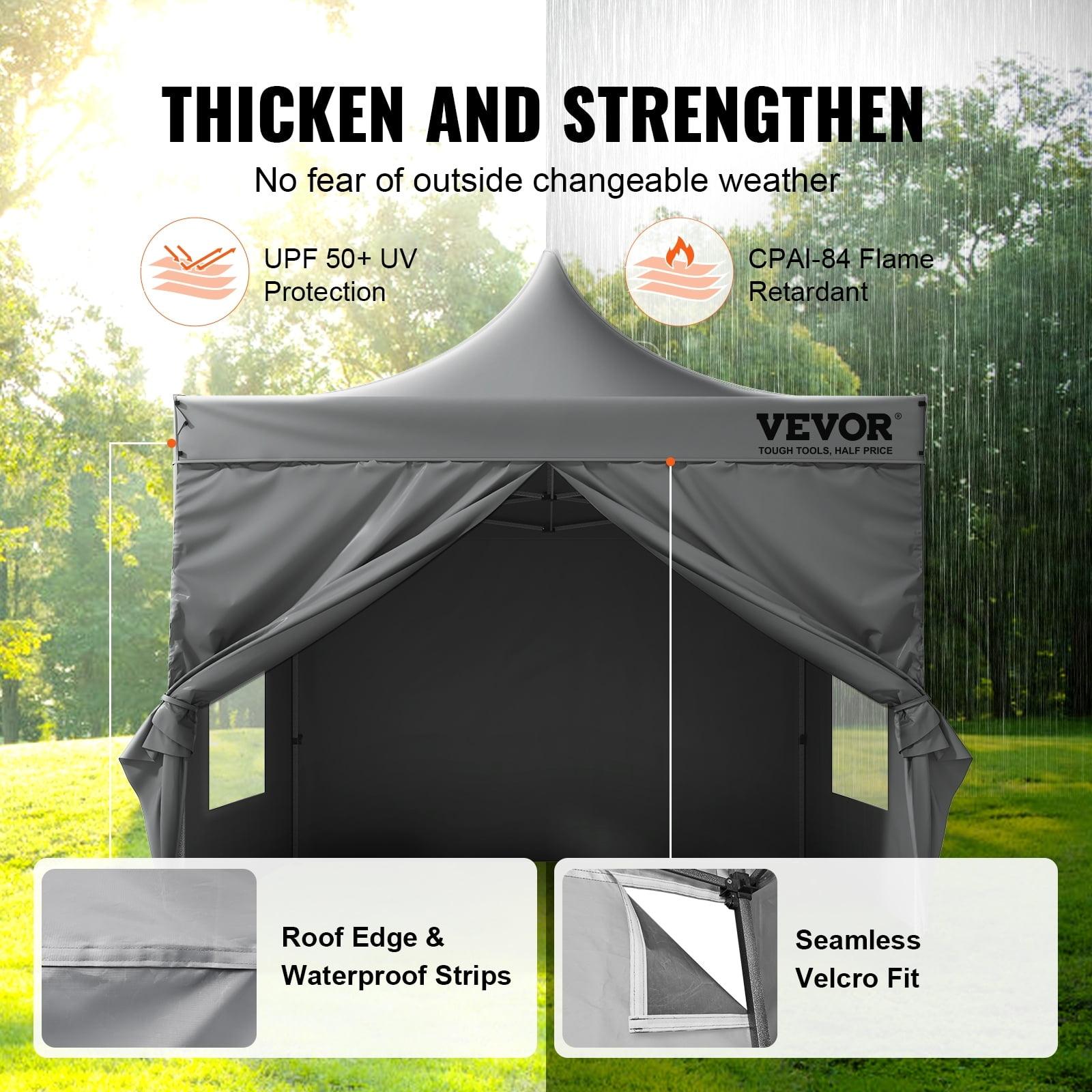 VEVOR 10x10 FT Gray Pop-Up Canopy Tent with Sidewalls