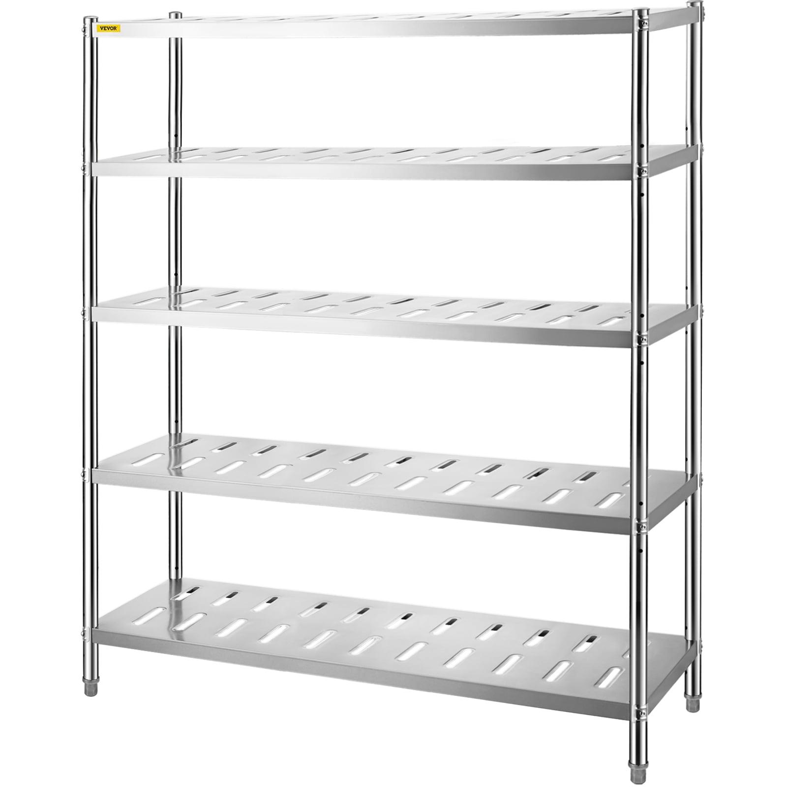 VEVOR Storage Shelf, 5-Tier Storage Shelving Unit, Stainless Steel Garage Shelf, 59.1 x 17.7 x 70.9 inch Heavy Duty Storage Shelving, 661 Lbs Total Capacity with Adjustable Height and Vent Holes