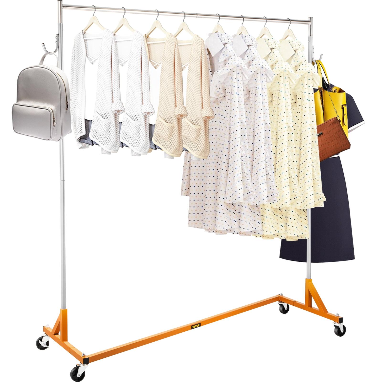 Orange Heavy-Duty Adjustable Rolling Garment Rack with Lockable Casters