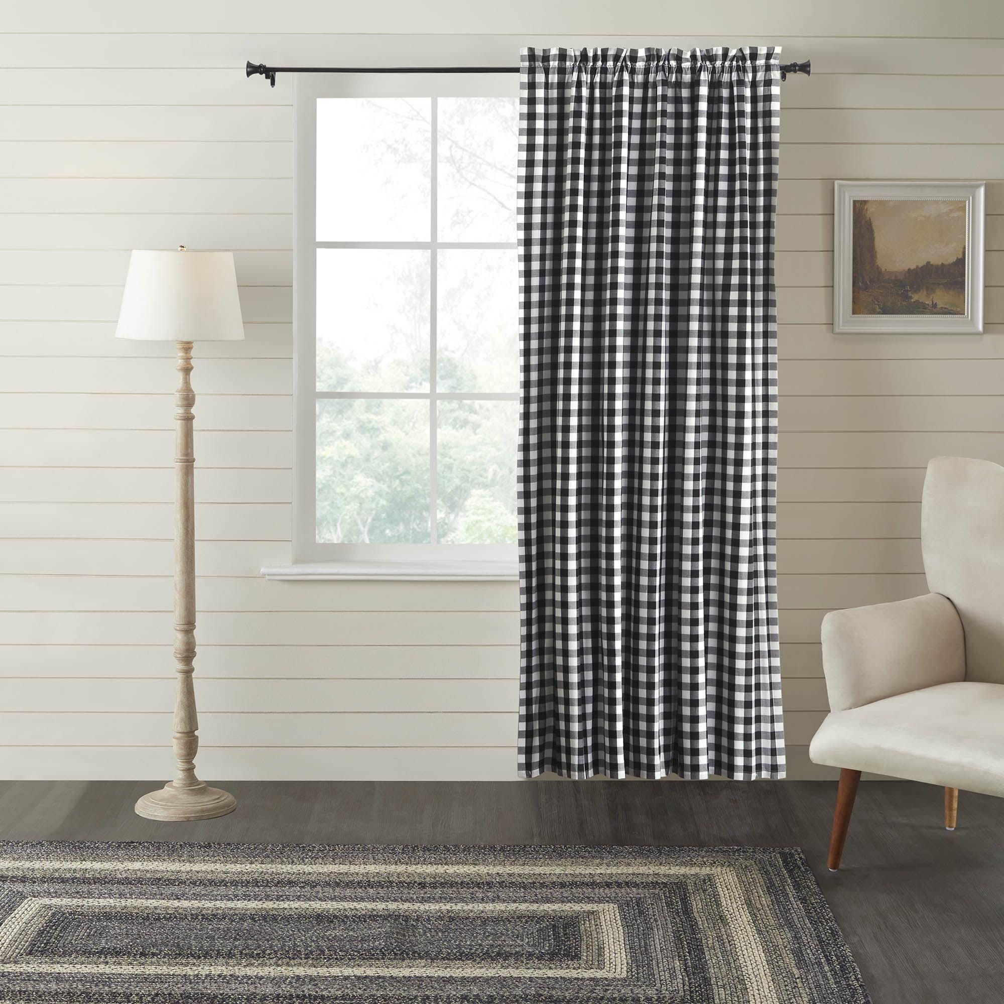 Annie Buffalo Black Check Blackout Cotton Window Panel 84x50