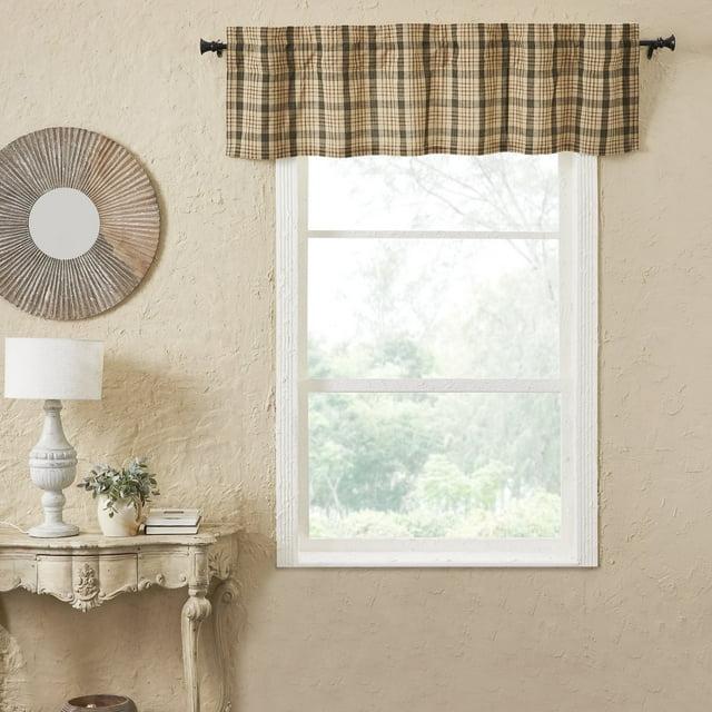 Rosalind Wheeler Holms Plaid Cotton Tailored Window Valance in Khaki/ Forest Green/ Russet