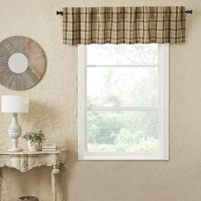 Rosalind Wheeler Holms Plaid Cotton Tailored Window Valance in Khaki/ Forest Green/ Russet