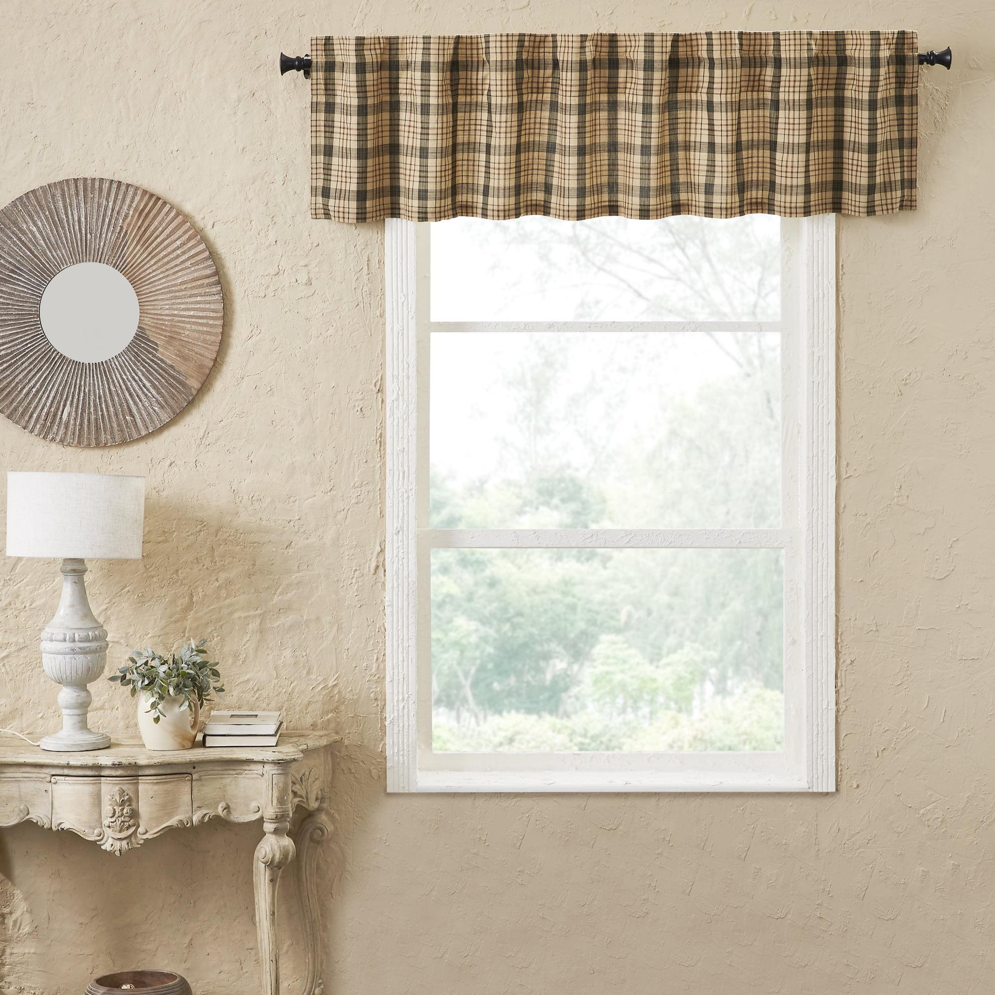 Rosalind Wheeler Holms Plaid Cotton Tailored Window Valance in Khaki/ Forest Green/ Russet