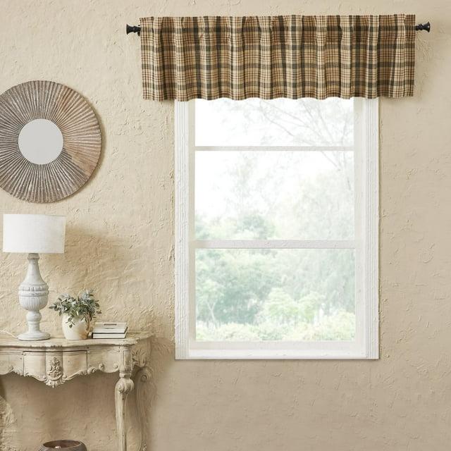 Rosalind Wheeler Holms Plaid Cotton Tailored Window Valance in Khaki/ Forest Green/ Russet