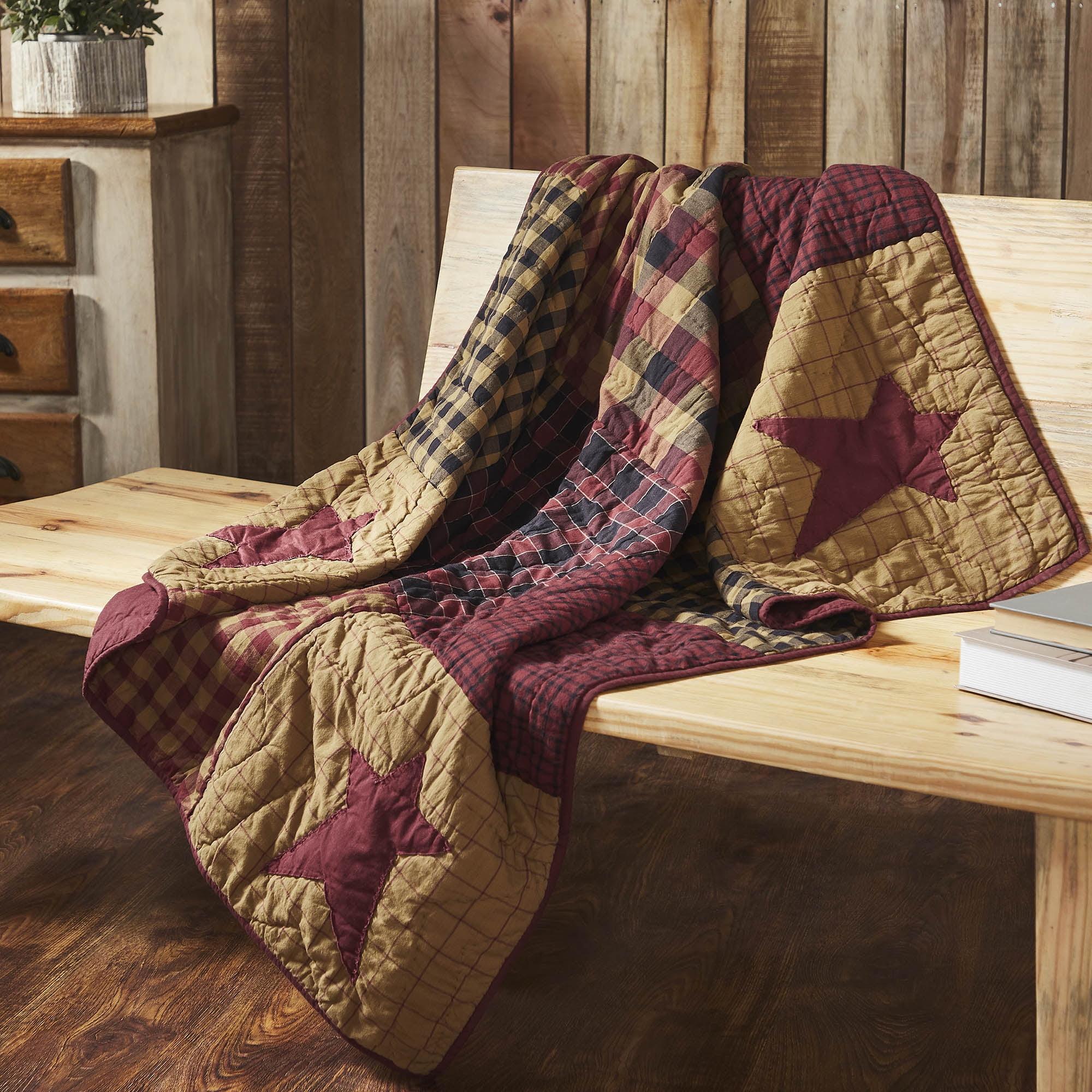 Connell Burgundy Cotton Patchwork Quilted Throw Blanket