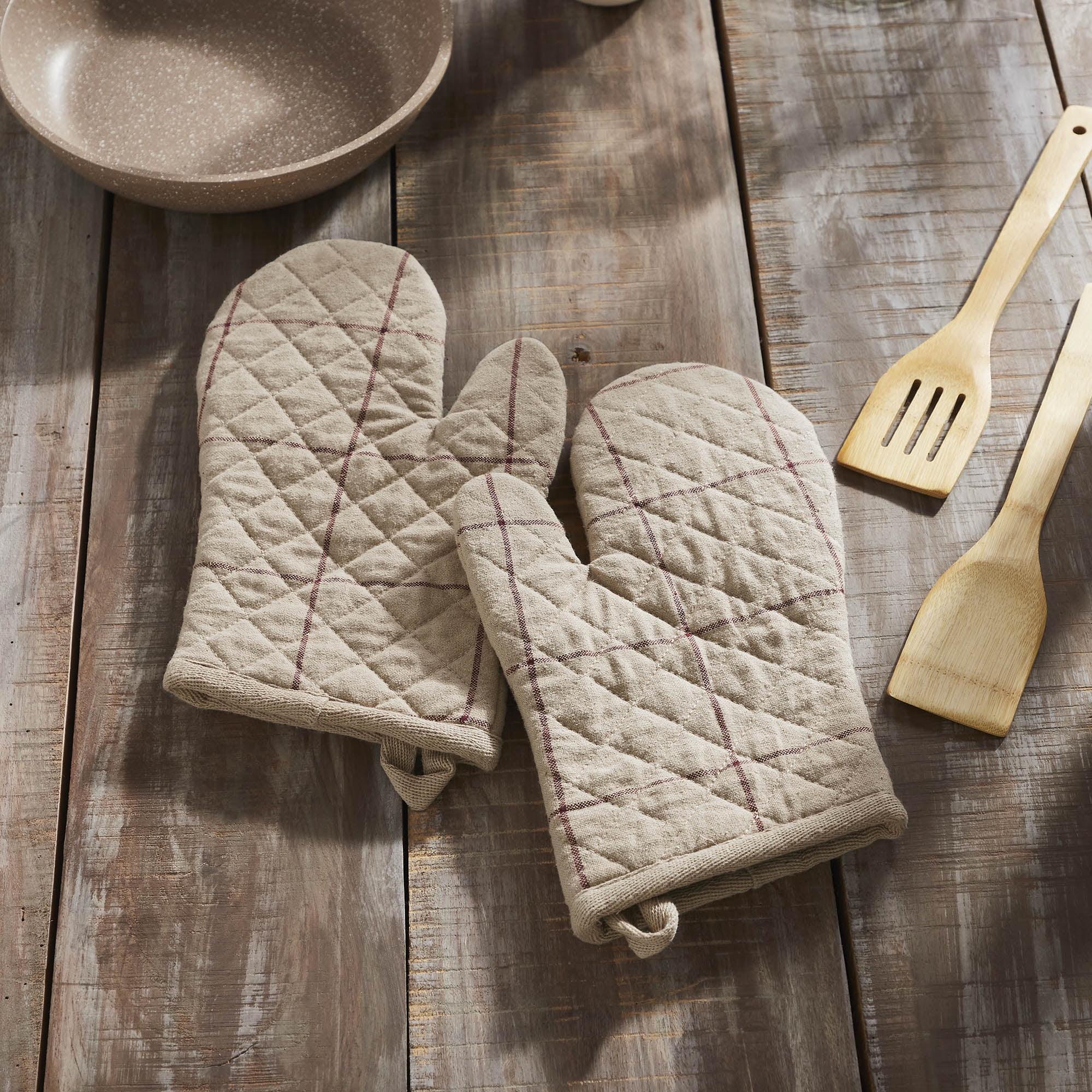 VHC Brands Geometric Cotton Blend Oven Mitt Set