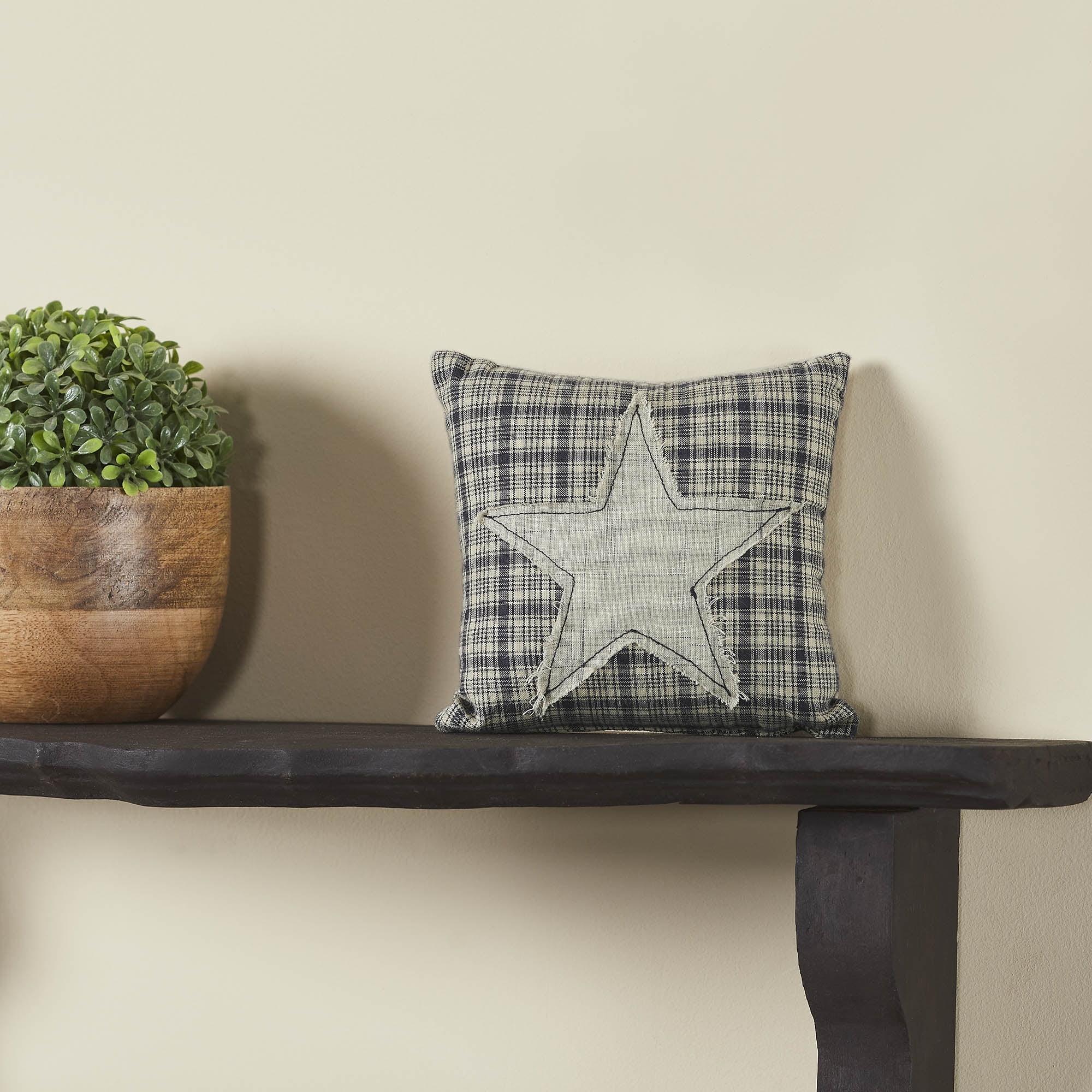 VHC Brands My Country Applique Star Pillow 6x6, Cotton Pillow With Polyester Pillow Fill, Decorative Throw Pillow, My Country Collection, Square 6x6, Navy