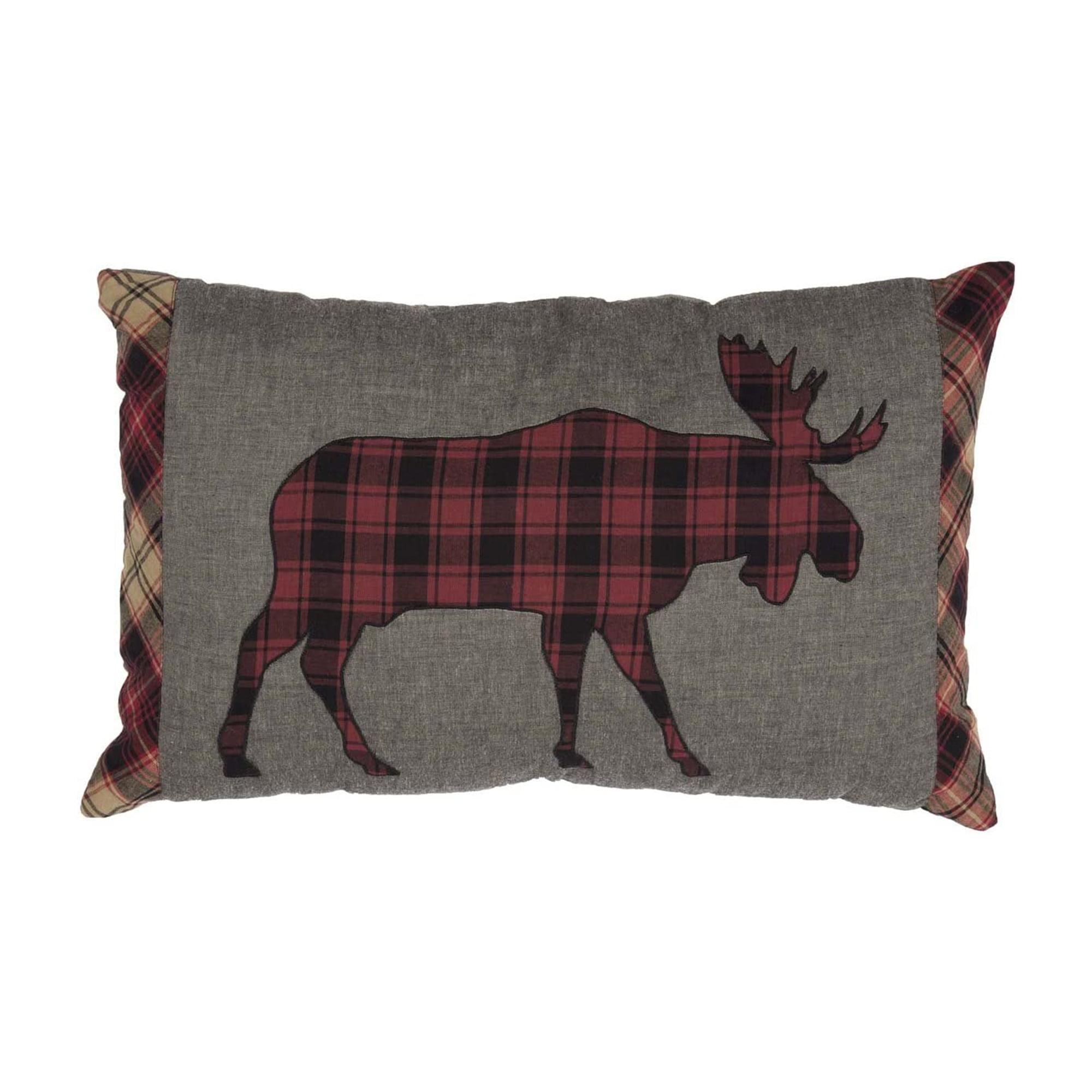 Cumberland Gray Cotton Moose Applique Rectangular Throw Pillow