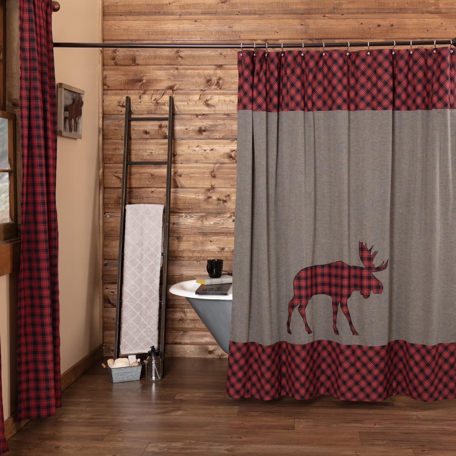 Cumberland Moose Applique Shower Curtain 72x72 VHC Brands