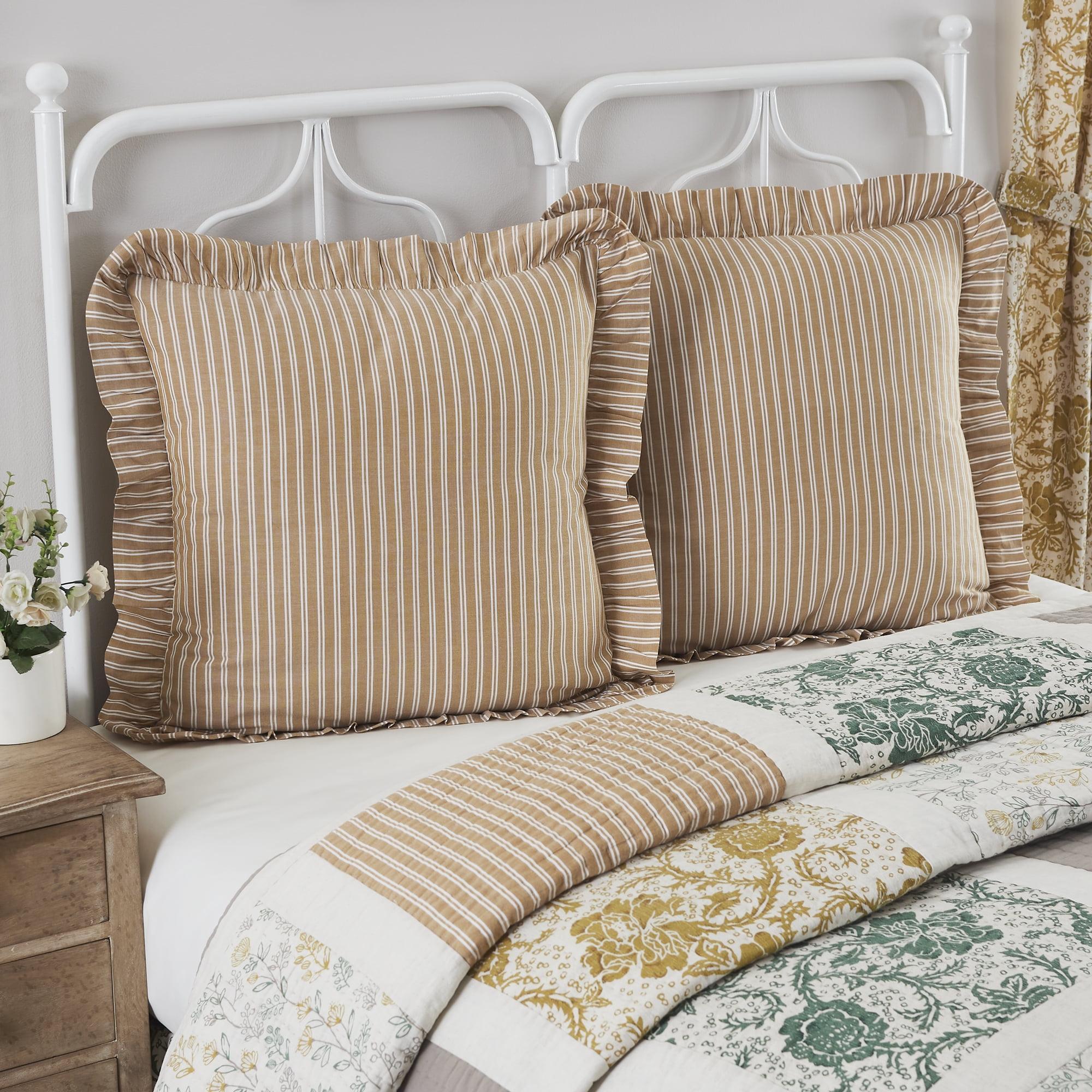 Golden Creme Cotton Euro Sham with Ruffled Edging