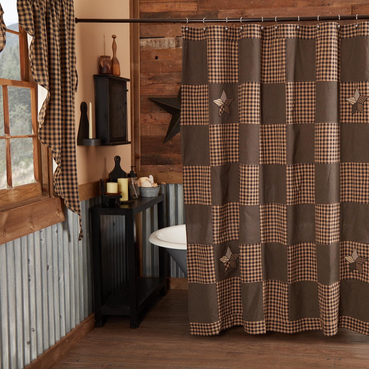 Farmhouse Star 72x72 Black and Tan Cotton Shower Curtain