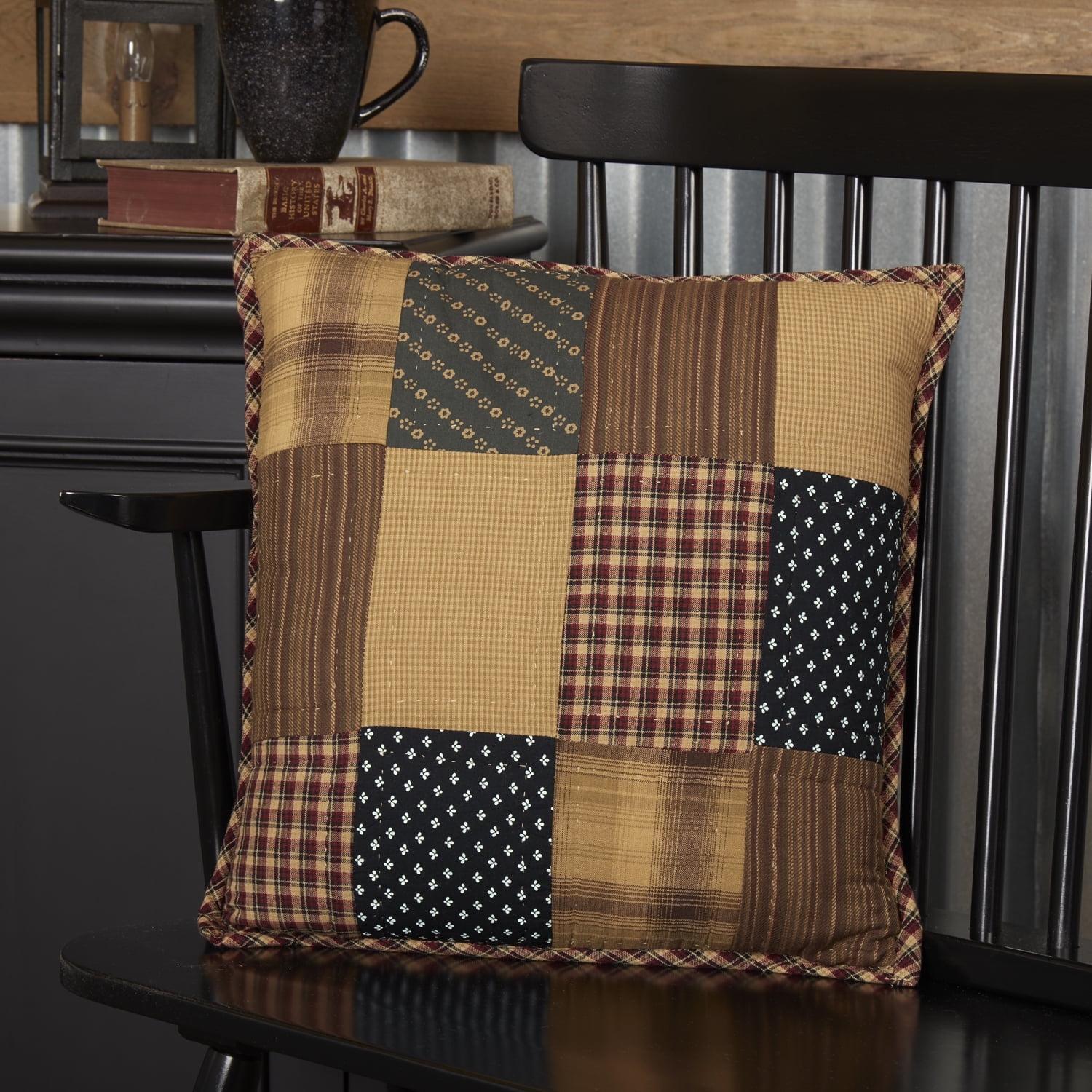 VHC Brands Patriotic Patch Patchwork Cotton Reversible Throw Pillow