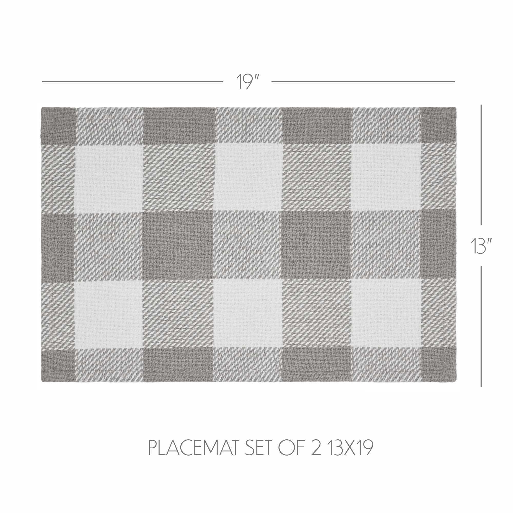 Ash Grey Buffalo Check Cotton Placemats Set of 2, 13x19