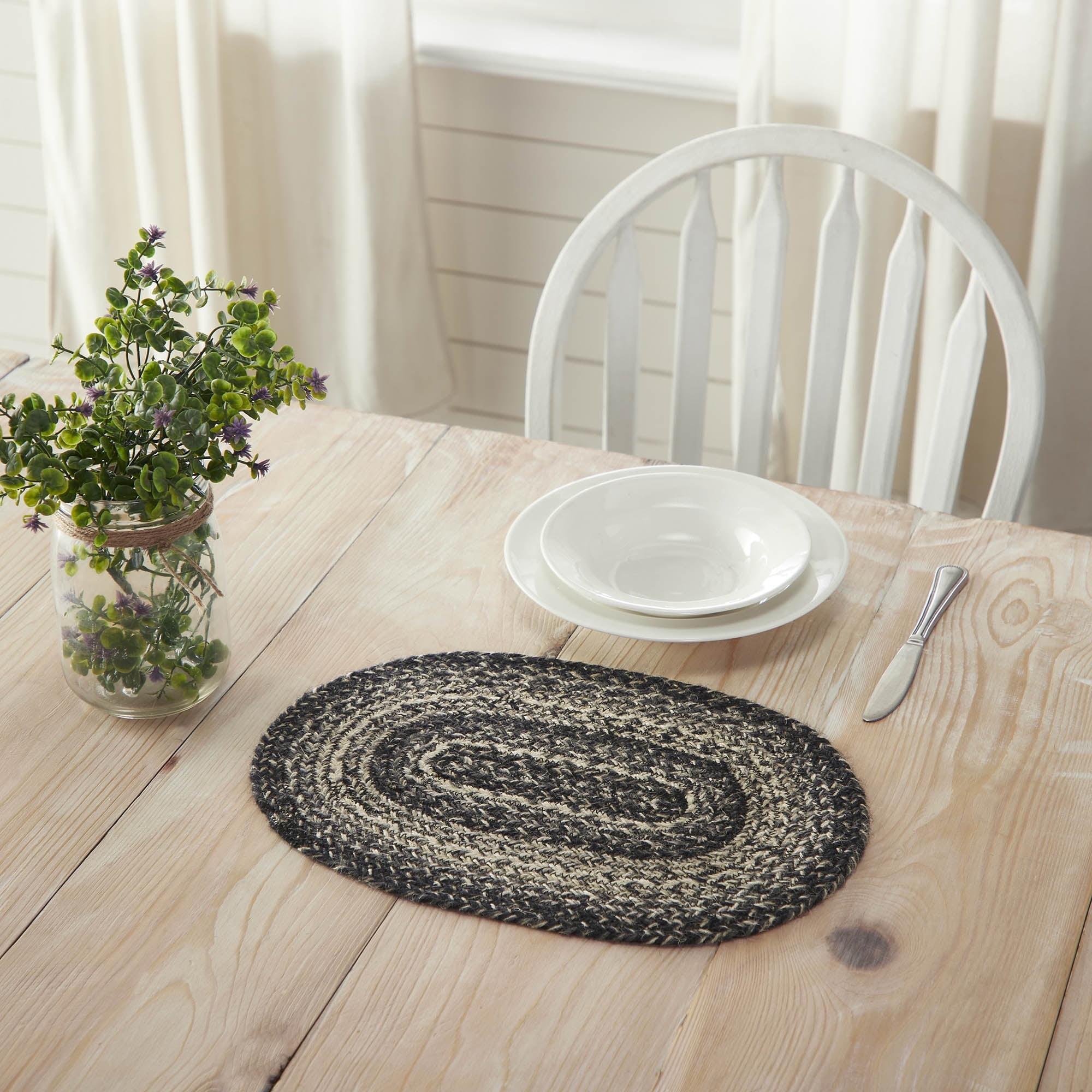 VHC Brands Sawyer Mill Jute No Pattern Oval Placemat