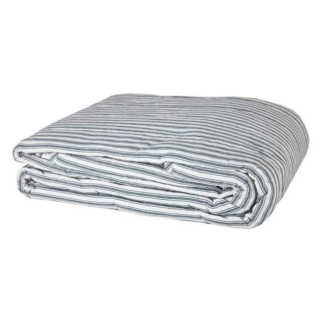 VHC Brands Sawyer Mill Ticking Stripe Cotton Quilt Coverlet, Blue, Twin