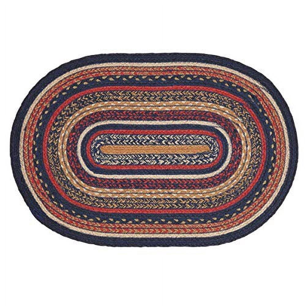 VHC Brands Stratton Jute Oval Rug 20x30 Country Braided Flooring, Navy and Red