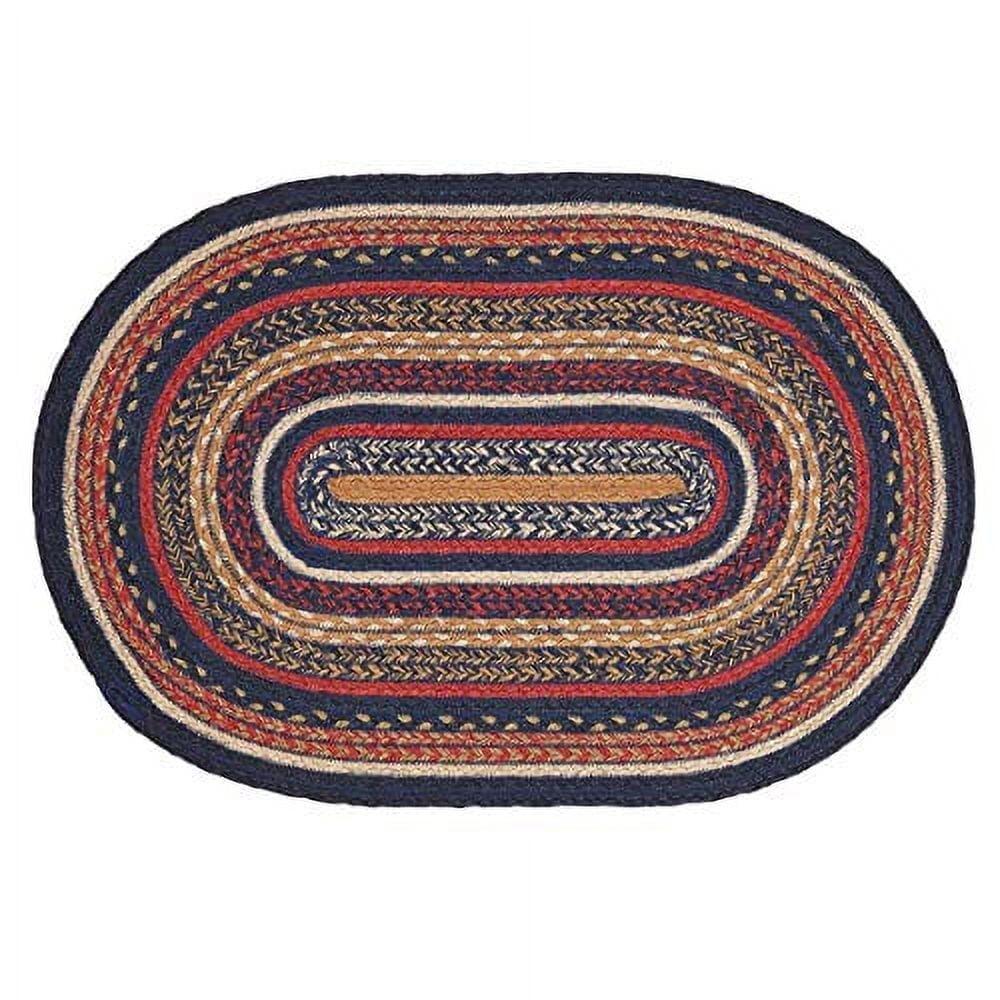 VHC Brands Stratton Jute Oval Rug 20x30 Country Braided Flooring, Navy and Red
