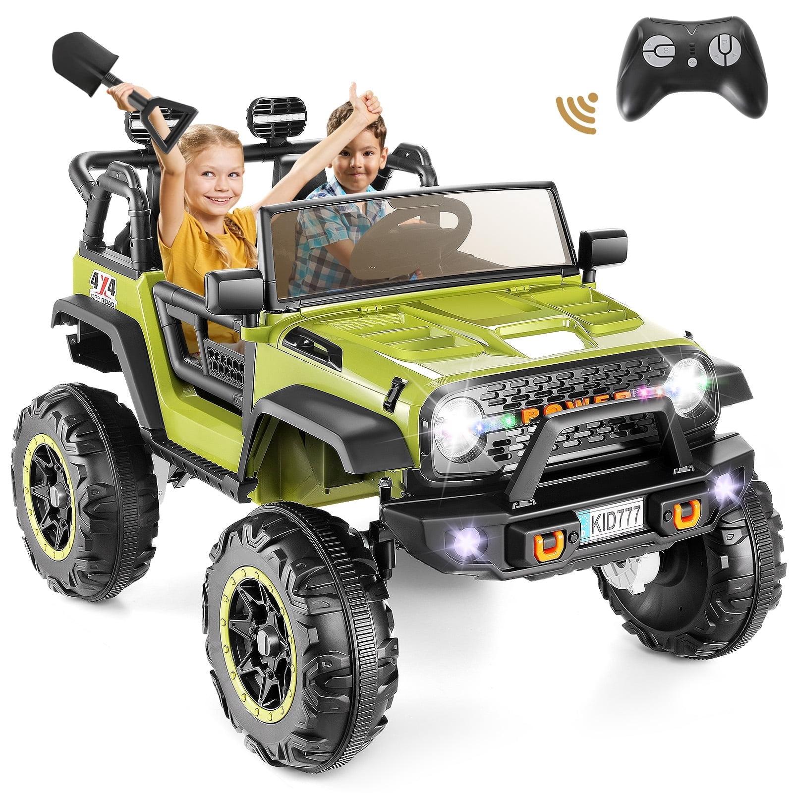 VIBESPARK 24V 2-Seater Ride on Toys, Kids Electric Ride on Cars with Remote Control, 2WD/4WD Switchable Powered Ride on Truck w/ Bluetooth, 3-Point Seat Belts, Spring Suspension, Shovel, 6MPH, Blue