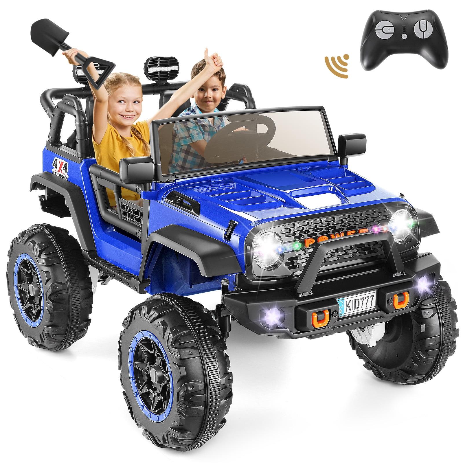 VIBESPARK 24V 2-Seater Ride on Toys, Kids Electric Ride on Cars with Remote Control, 2WD/4WD Switchable Powered Ride on Truck w/ Bluetooth, 3-Point Seat Belts, Spring Suspension, Shovel, 6MPH, Blue