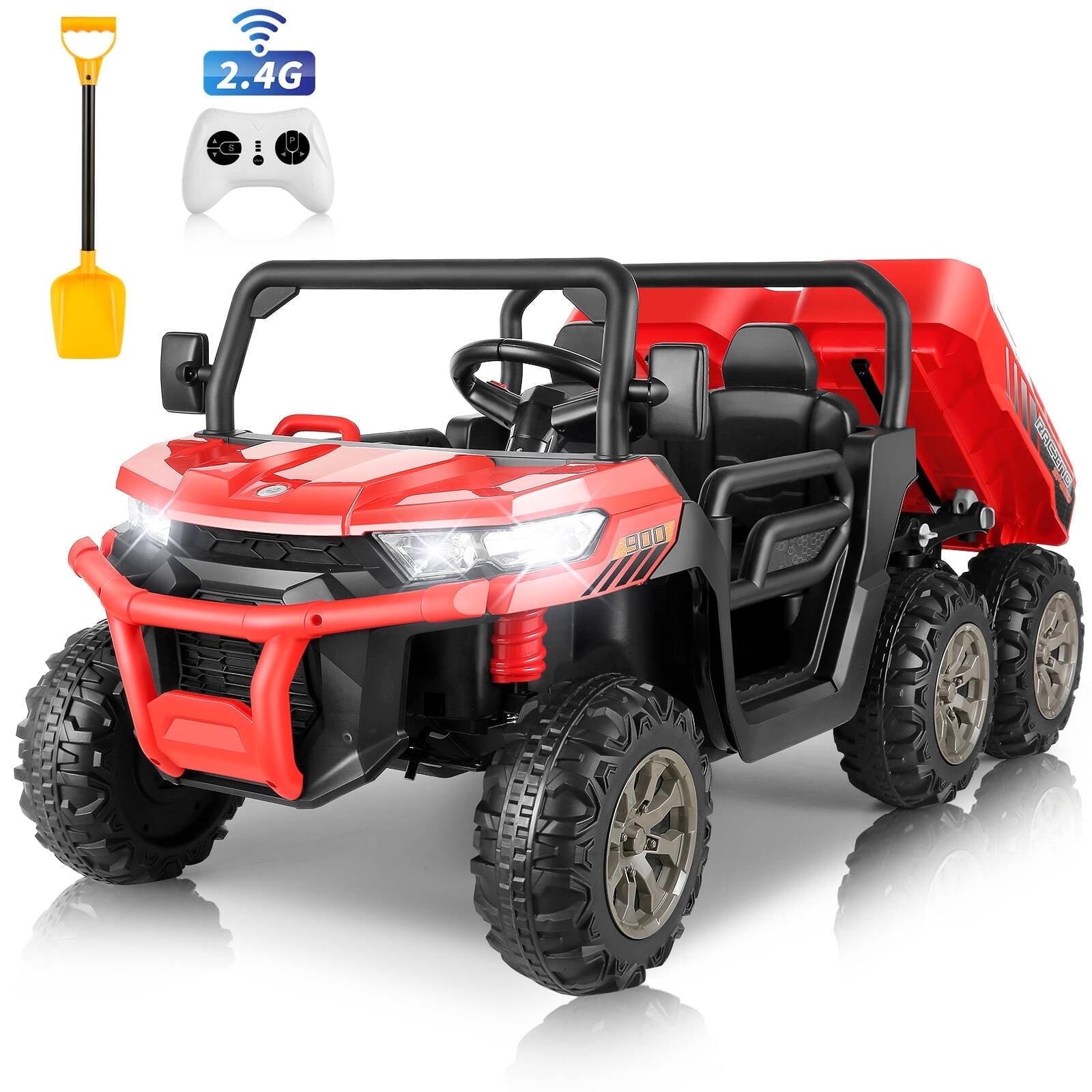 4 Wheels 24V Ride on Dump Truck Toys 2 Seater Kids Ride On UTV Car with Remote Control,Electric Dump Bed