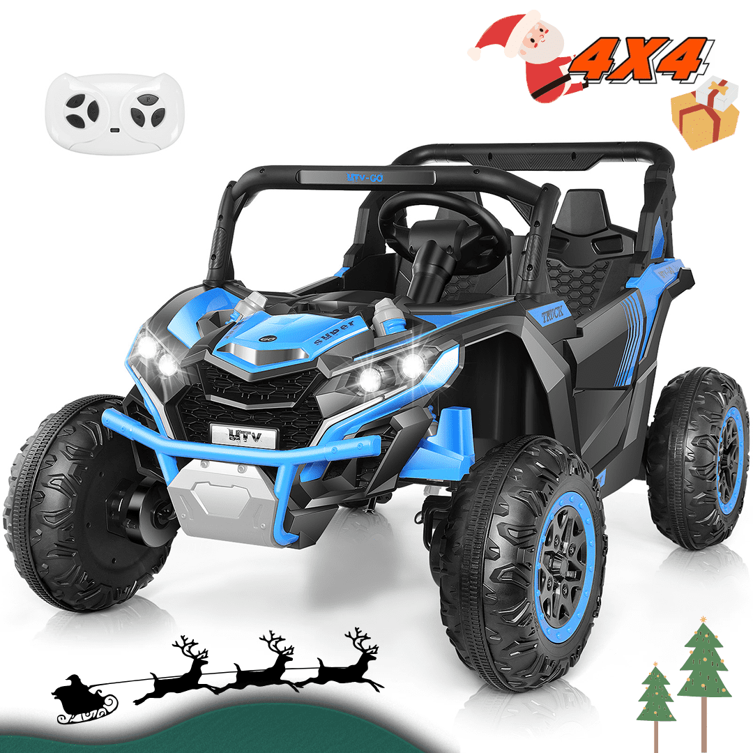 iYofe 24V Ride on Toys for Kids, Large Seat Ride on UTV Cars with Remote Control, Battery Powered Kids Car Electric Vehicle with 3 Speed, Bluetooth Music, 4 Wheels Spring Suspension, Blue