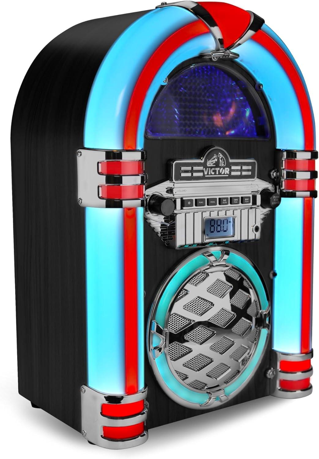 Victor Bluetooth Jukebox Speaker with FM Radio & Multicolor LED Lighting