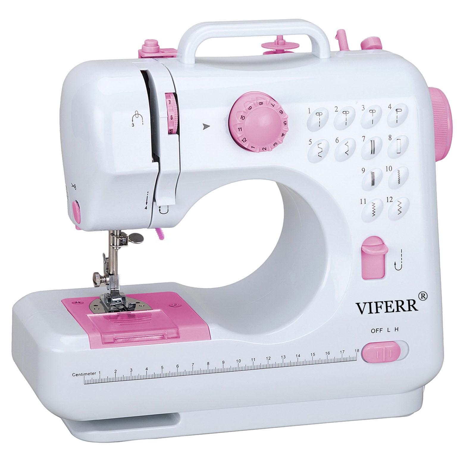 VIFERR Portable Sewing Machine, Mini Handheld Electric Sewing Machines 12 Stitches for Beginners Kids - Pink