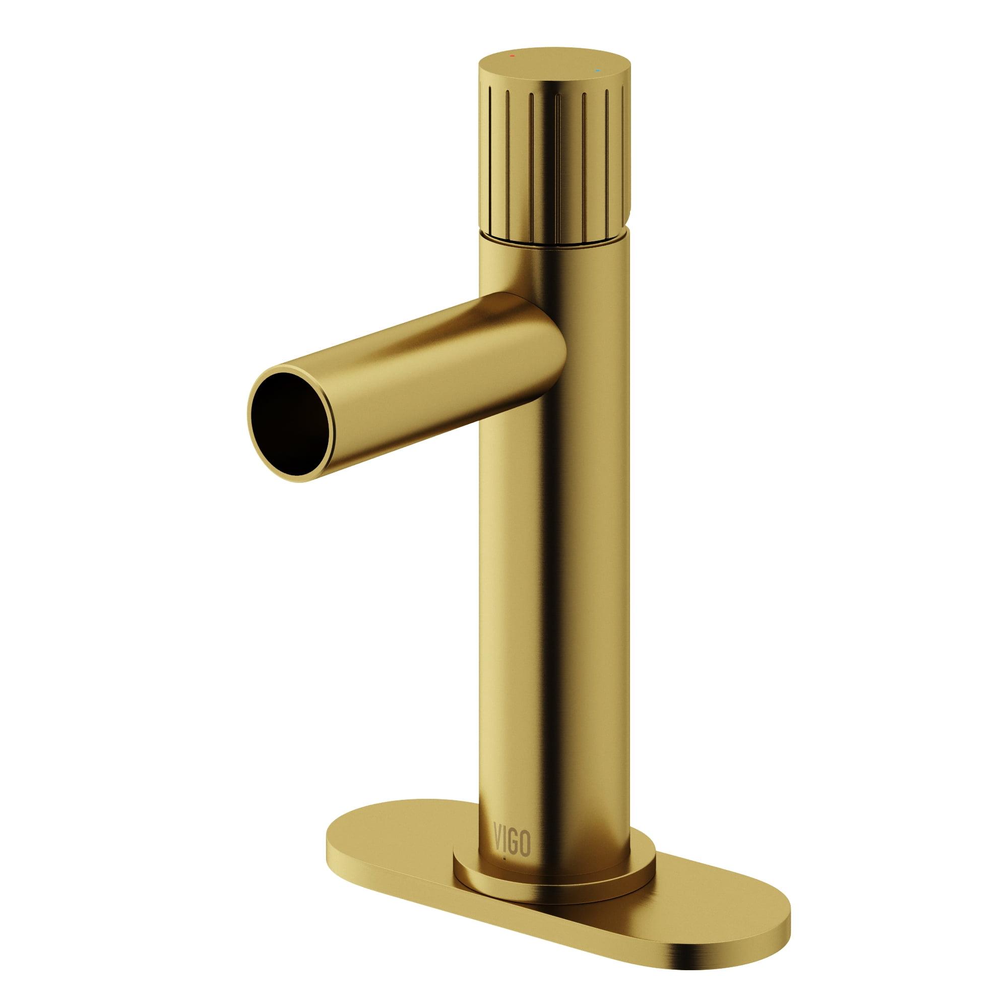 Ashford Matte Brushed Gold Single-Hole Brass Bathroom Faucet