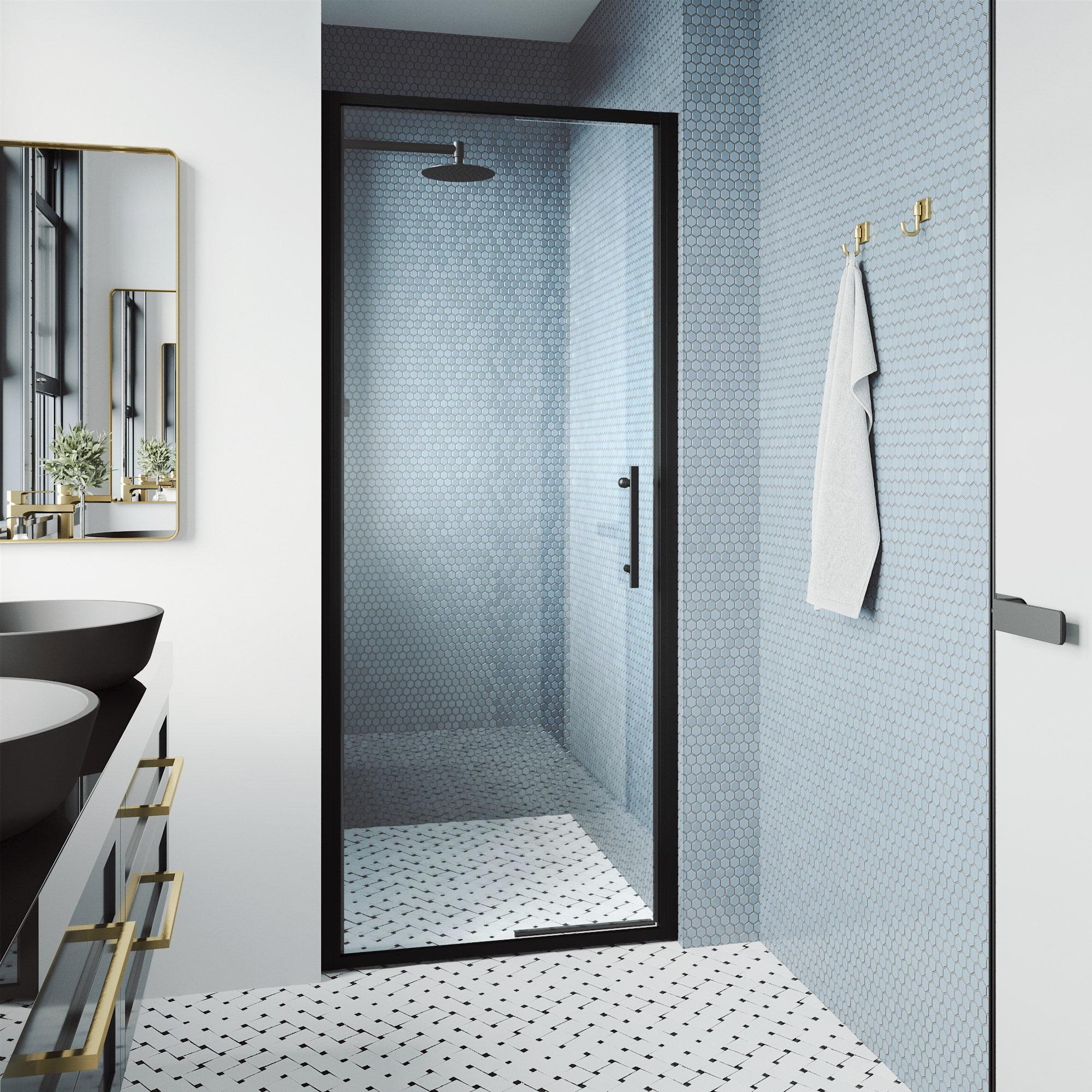 Astoria 76" High Matte Black Framed Pivot Shower Door