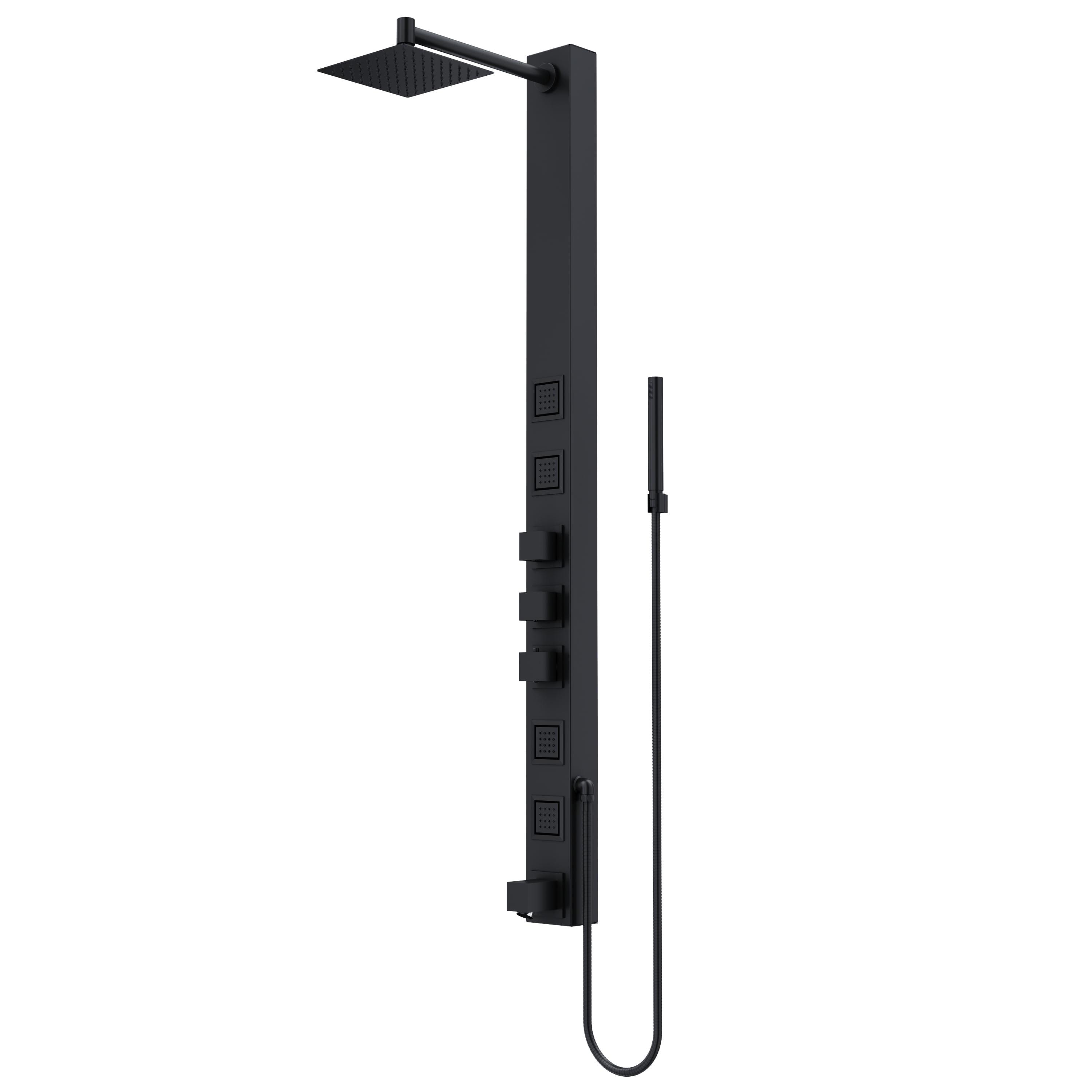 Bowery Matte Black 58" Shower Panel System with Tub Filler