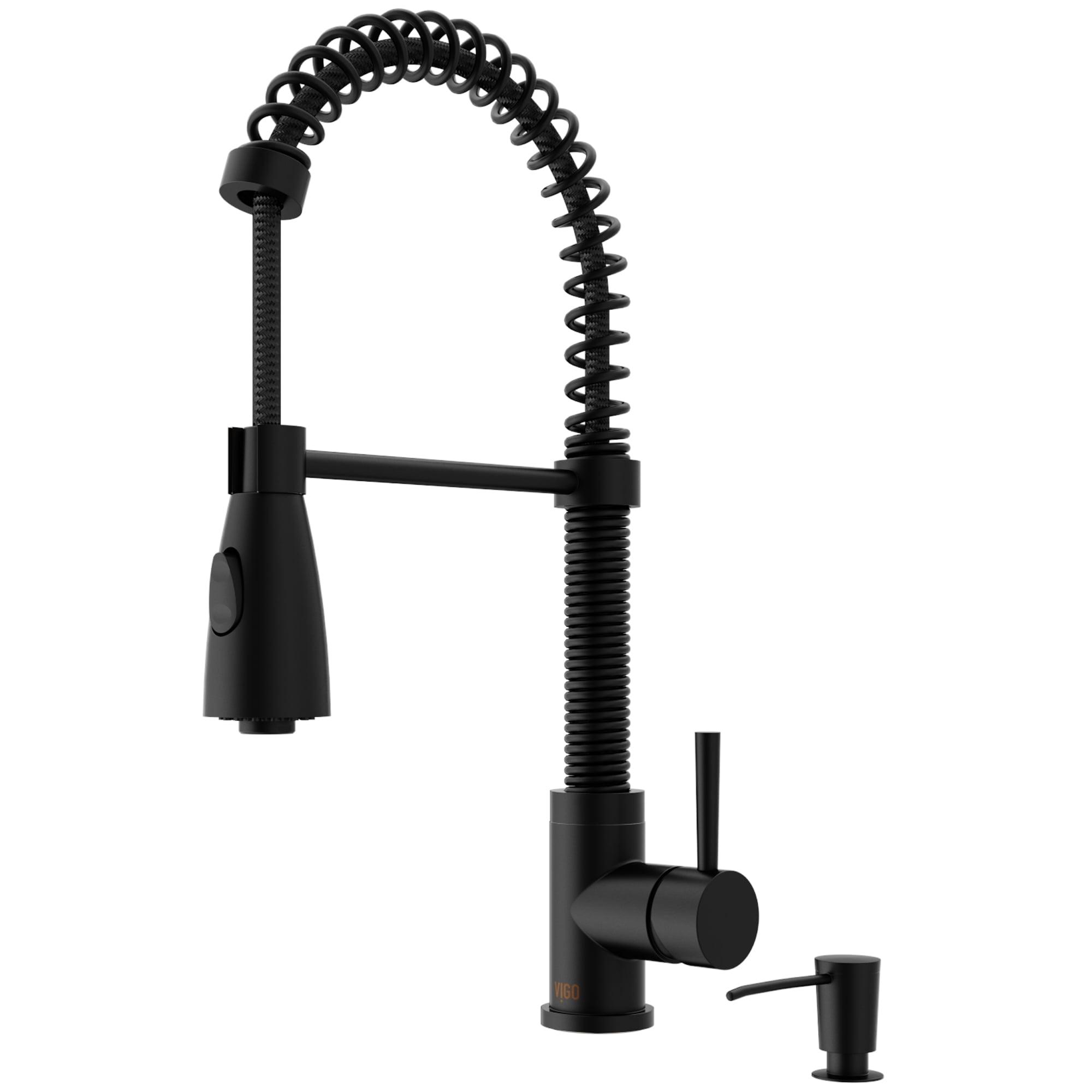 Brant 19" H 1-handle Pull-Down 2-Function Sprayer Kitchen Faucet and Soap Dispenser