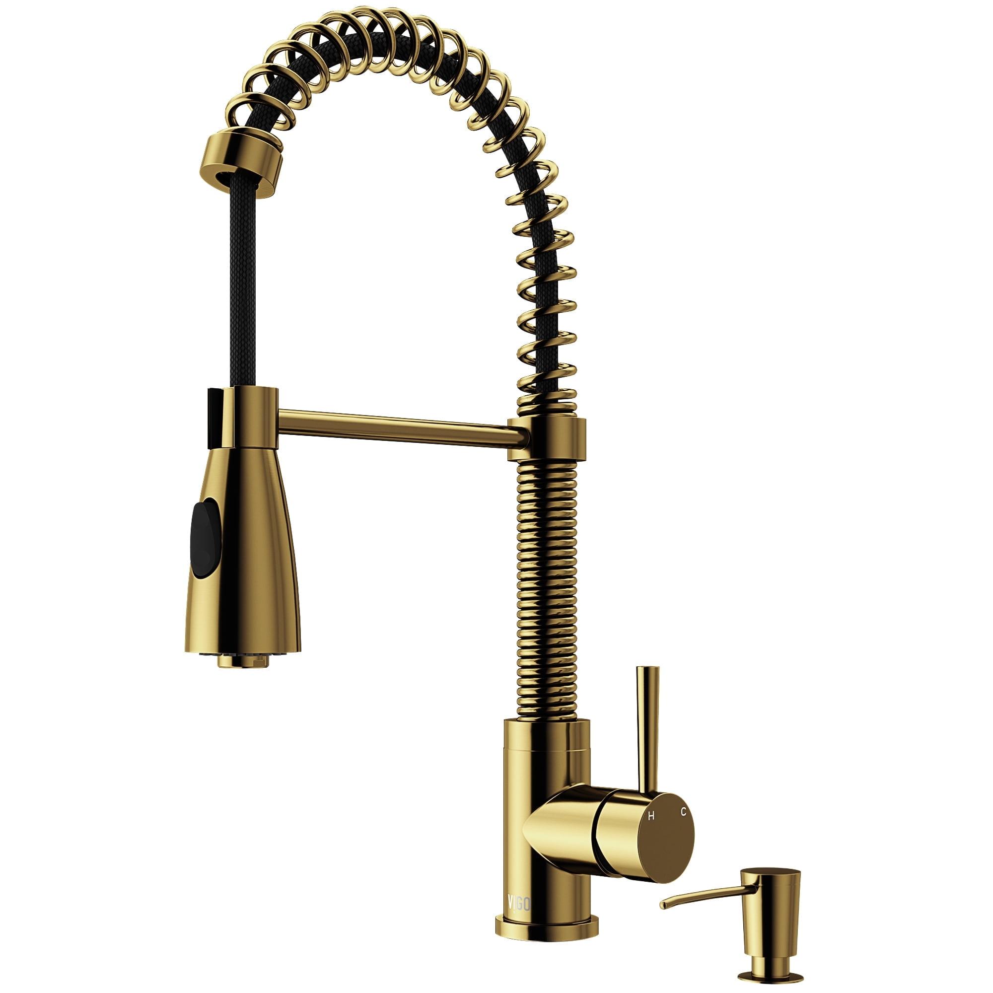 Elegant Matte Gold Pull-Down Kitchen Faucet with Soap Dispenser